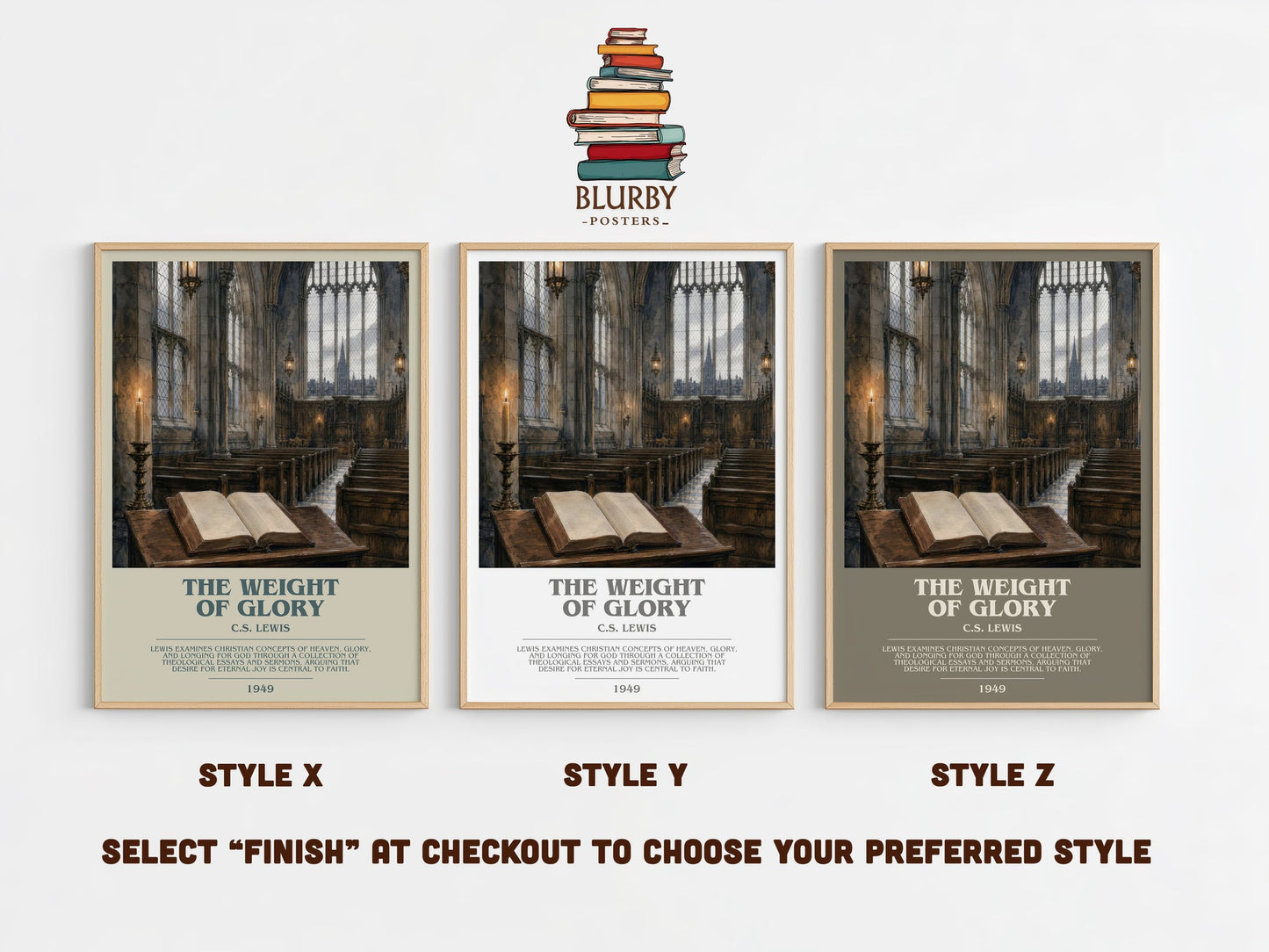 The Weight Of Glory bookish print in frame leaning in hallway – non fiction wall art