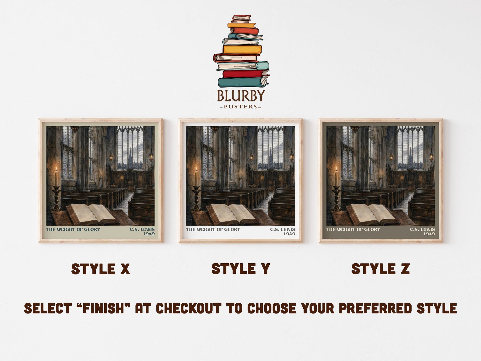 The Weight Of Glory literary print in frame leaning in hallway – non fiction wall art