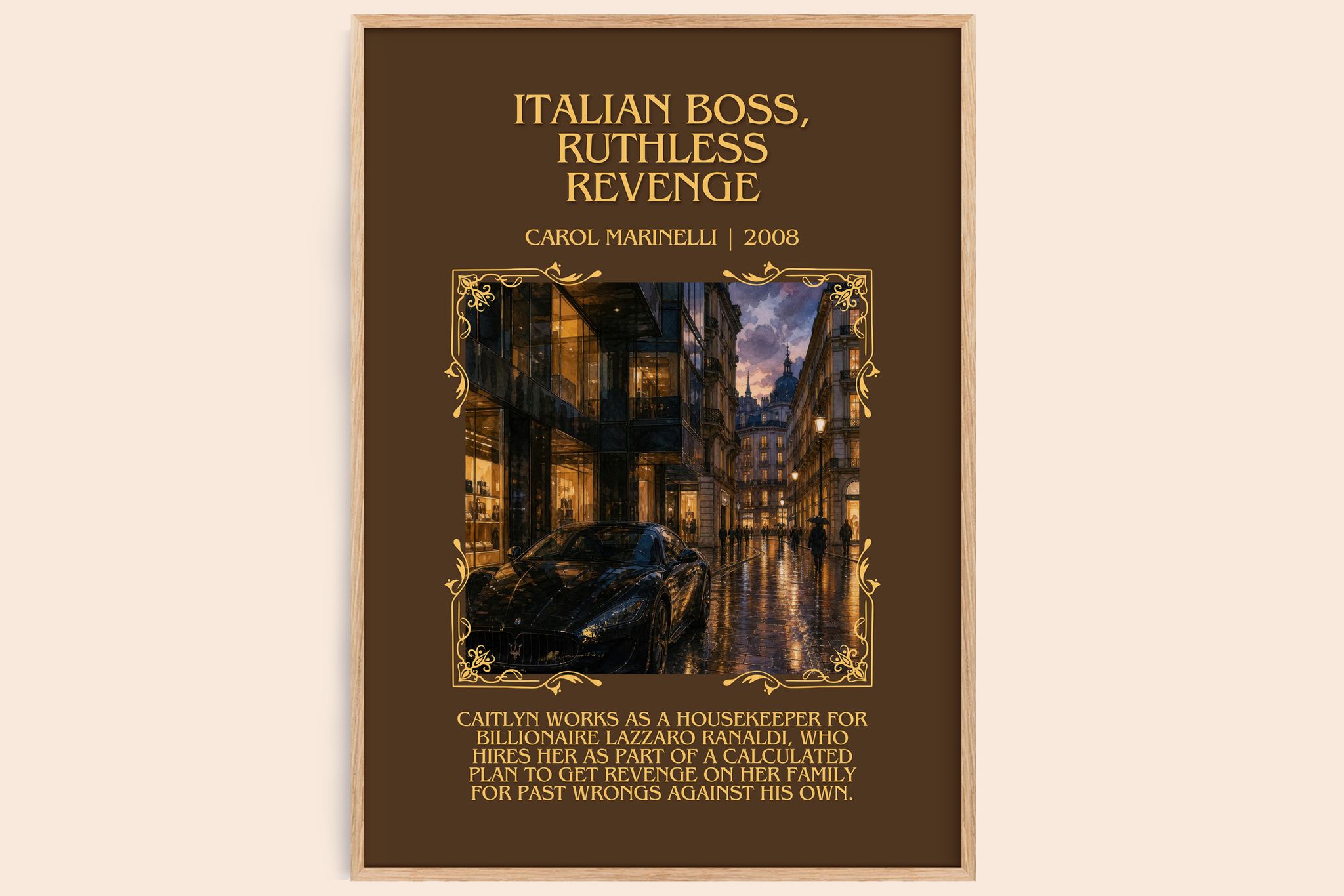 Italian Boss, Ruthless Revenge Minimalist Book Poster by C. Marinelli