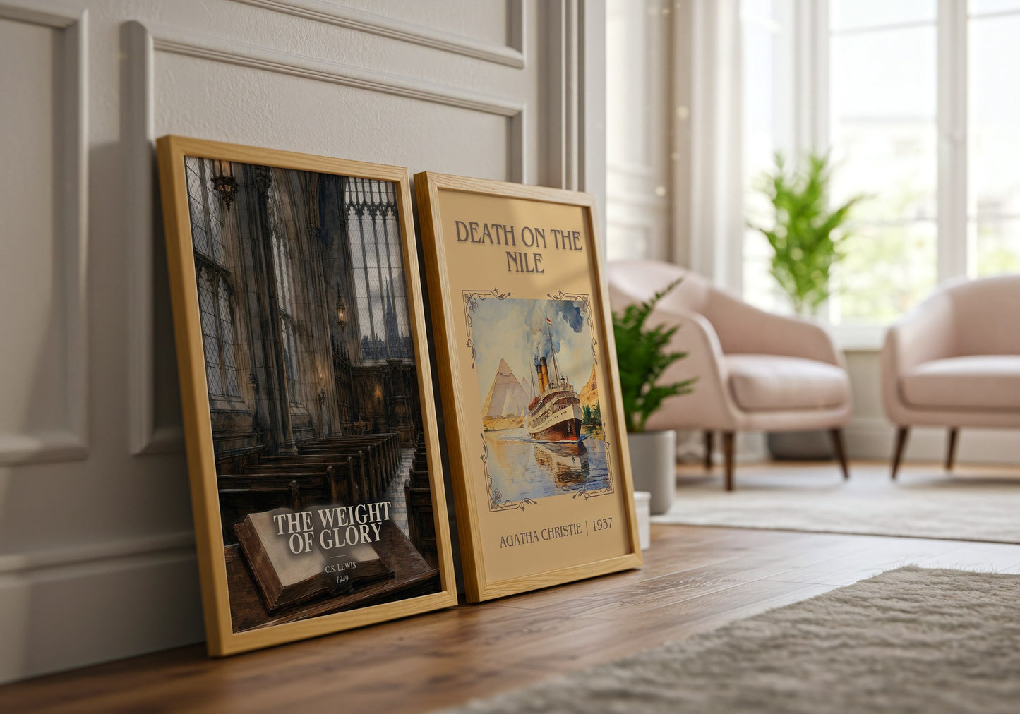 The Weight Of Glory watercolour print framed by window – literary home decor