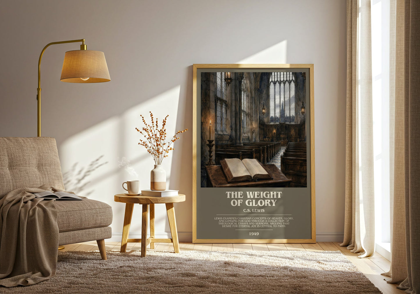 The Weight Of Glory bookish print on bookshelf – C.S. Lewis fan gift