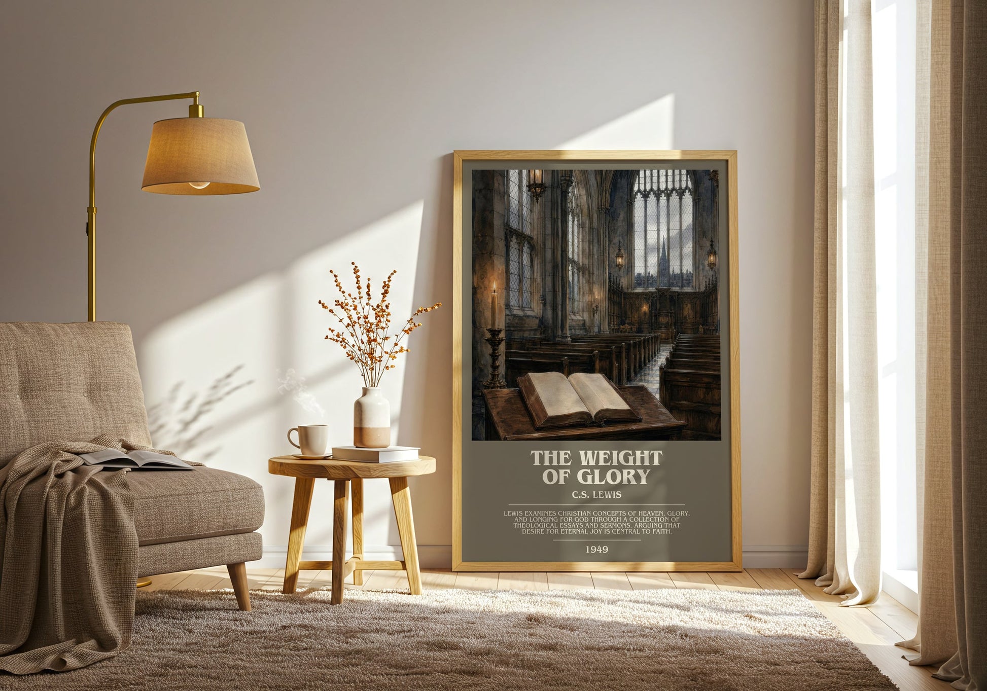 The Weight Of Glory bookish print on bookshelf – C.S. Lewis fan gift