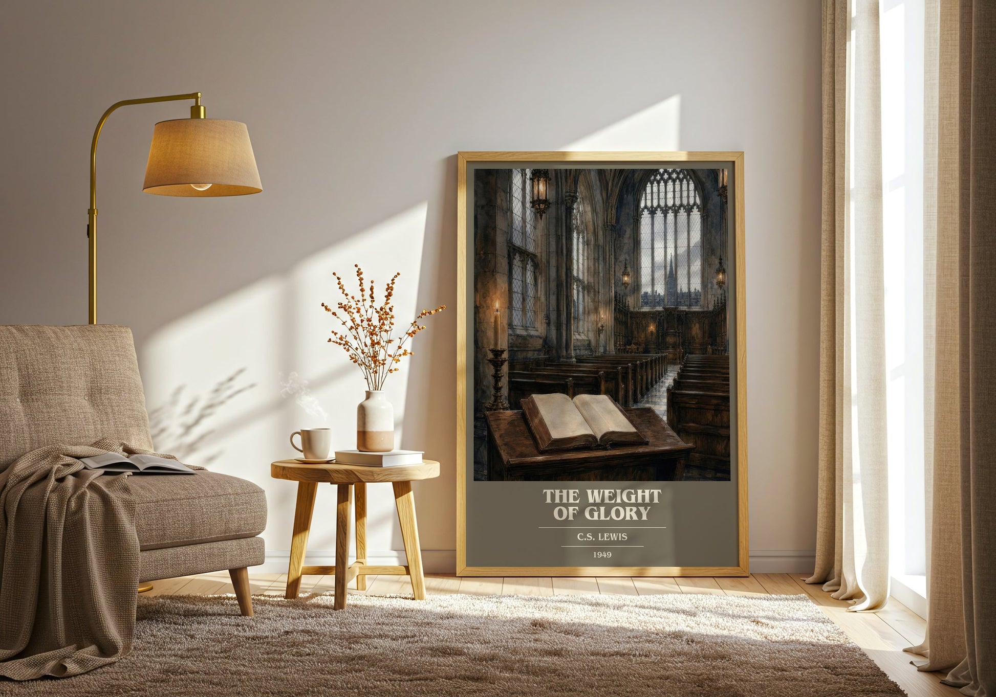 The Weight Of Glory book cover print on bookshelf – C.S. Lewis fan gift