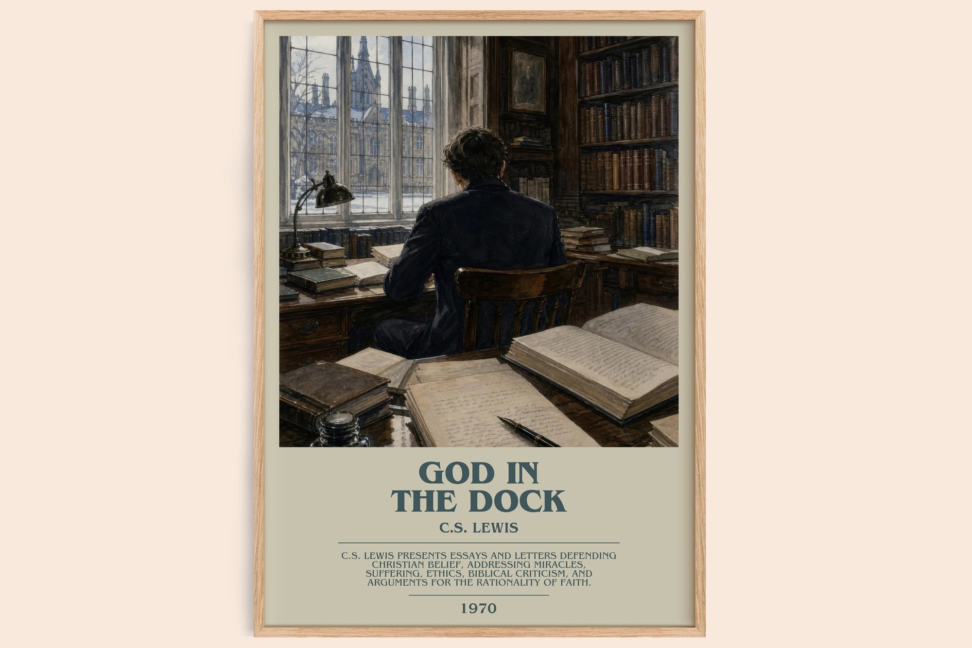 God In The Dock bookish book poster by C.S. Lewis – framed literary art print