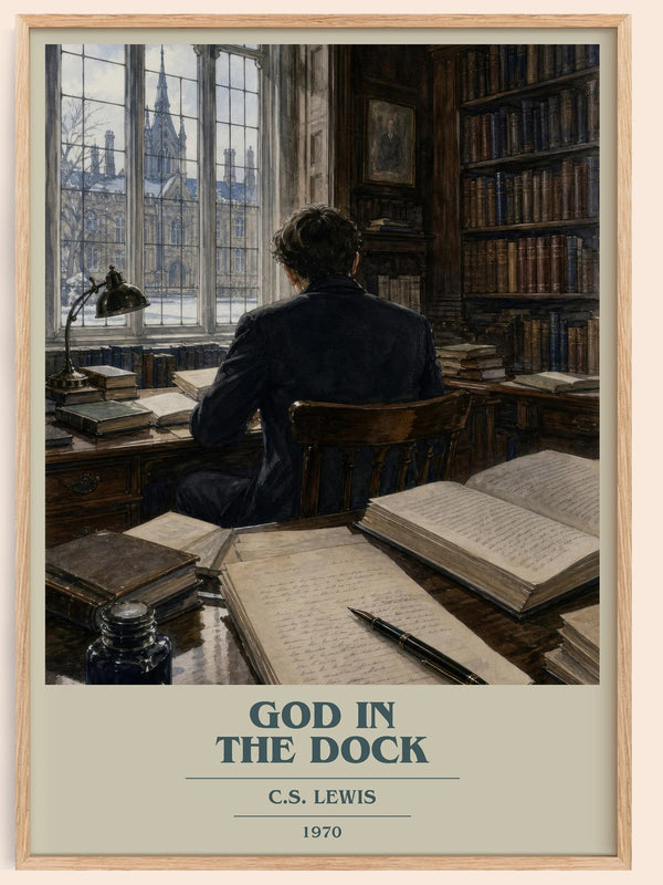 God In The Dock book cover book poster by C.S. Lewis – framed literary art print