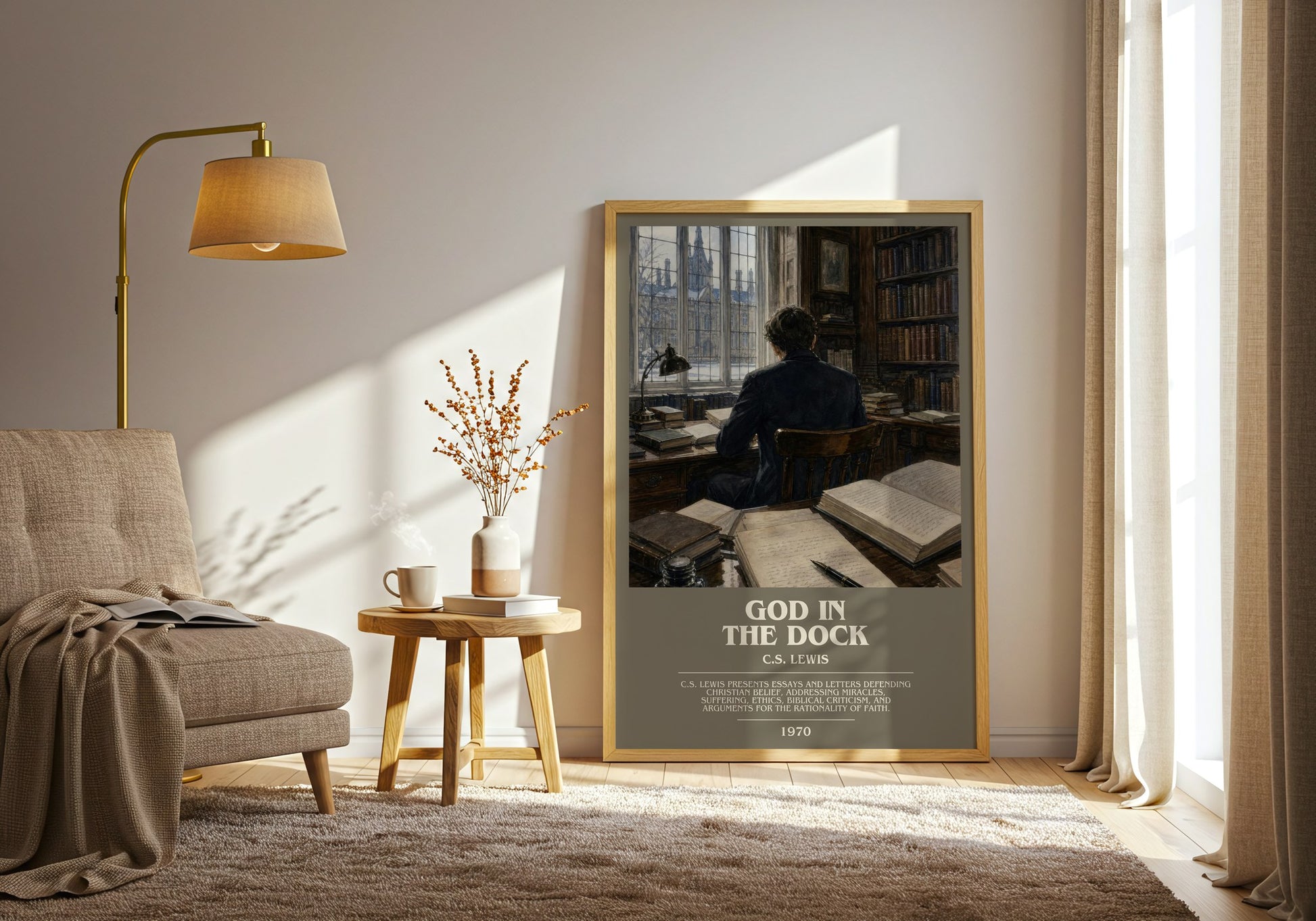 God In The Dock bookish print on bookshelf – C.S. Lewis fan gift