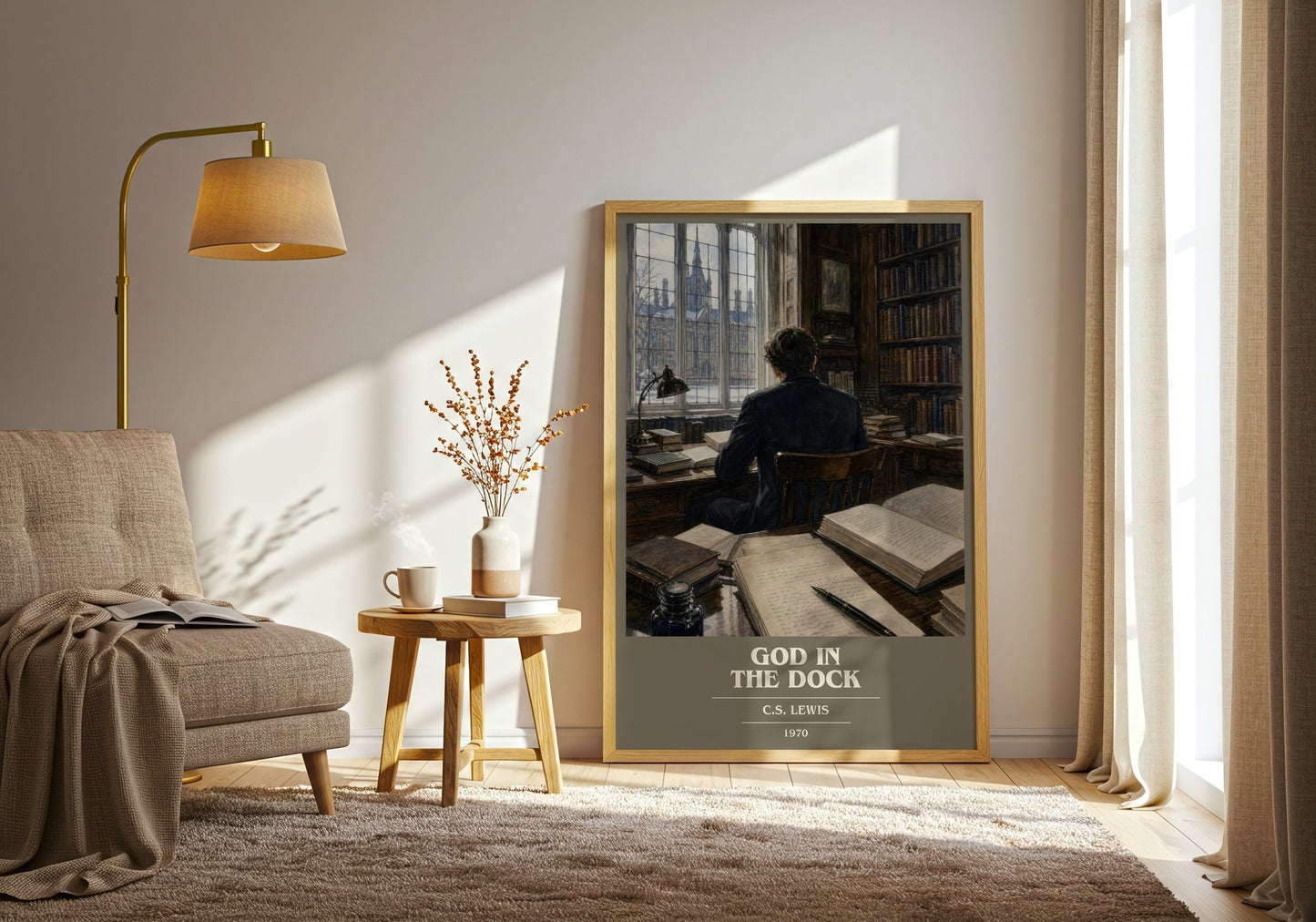 God In The Dock book cover print on bookshelf – C.S. Lewis fan gift
