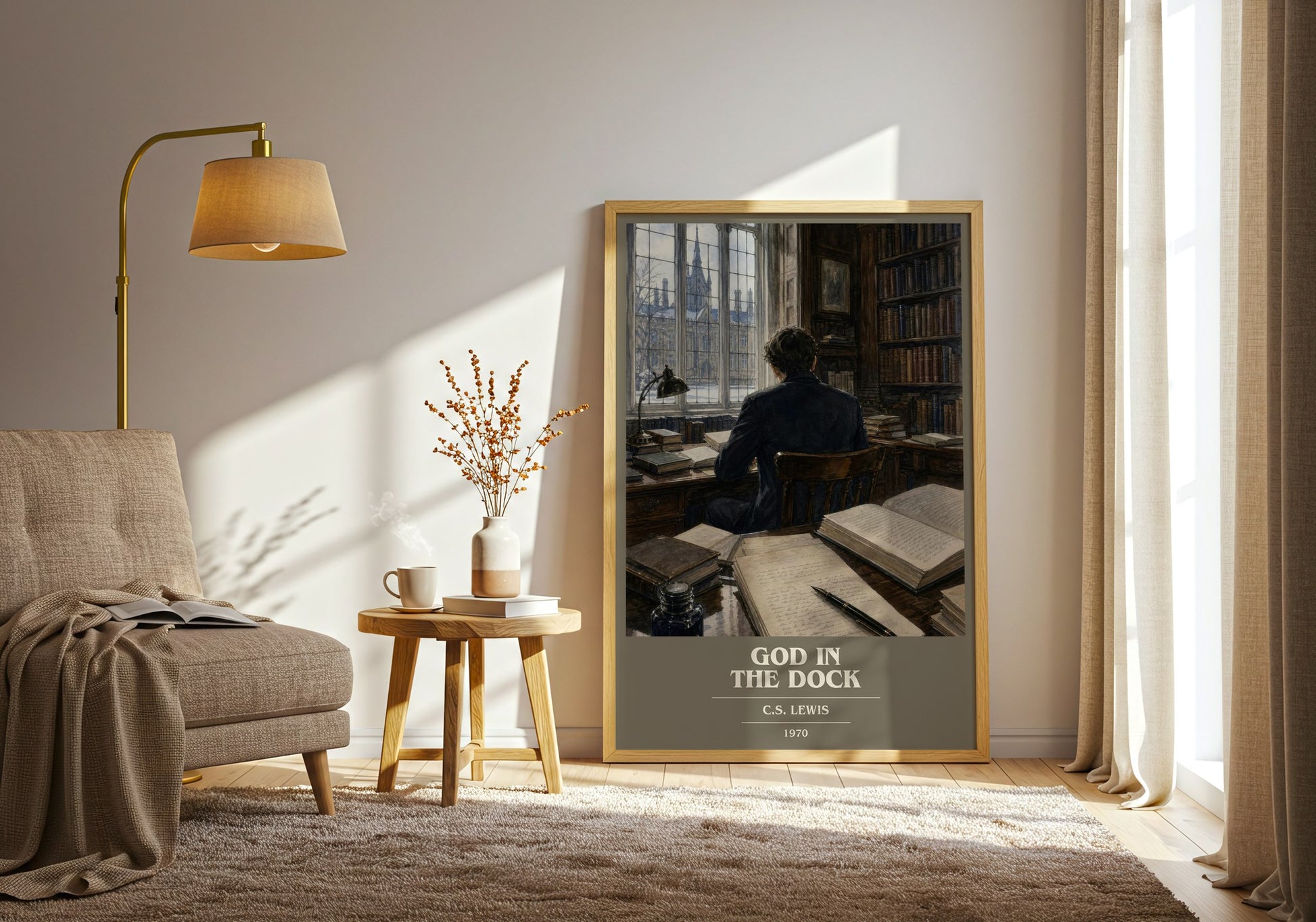 God In The Dock book cover print on bookshelf – C.S. Lewis fan gift