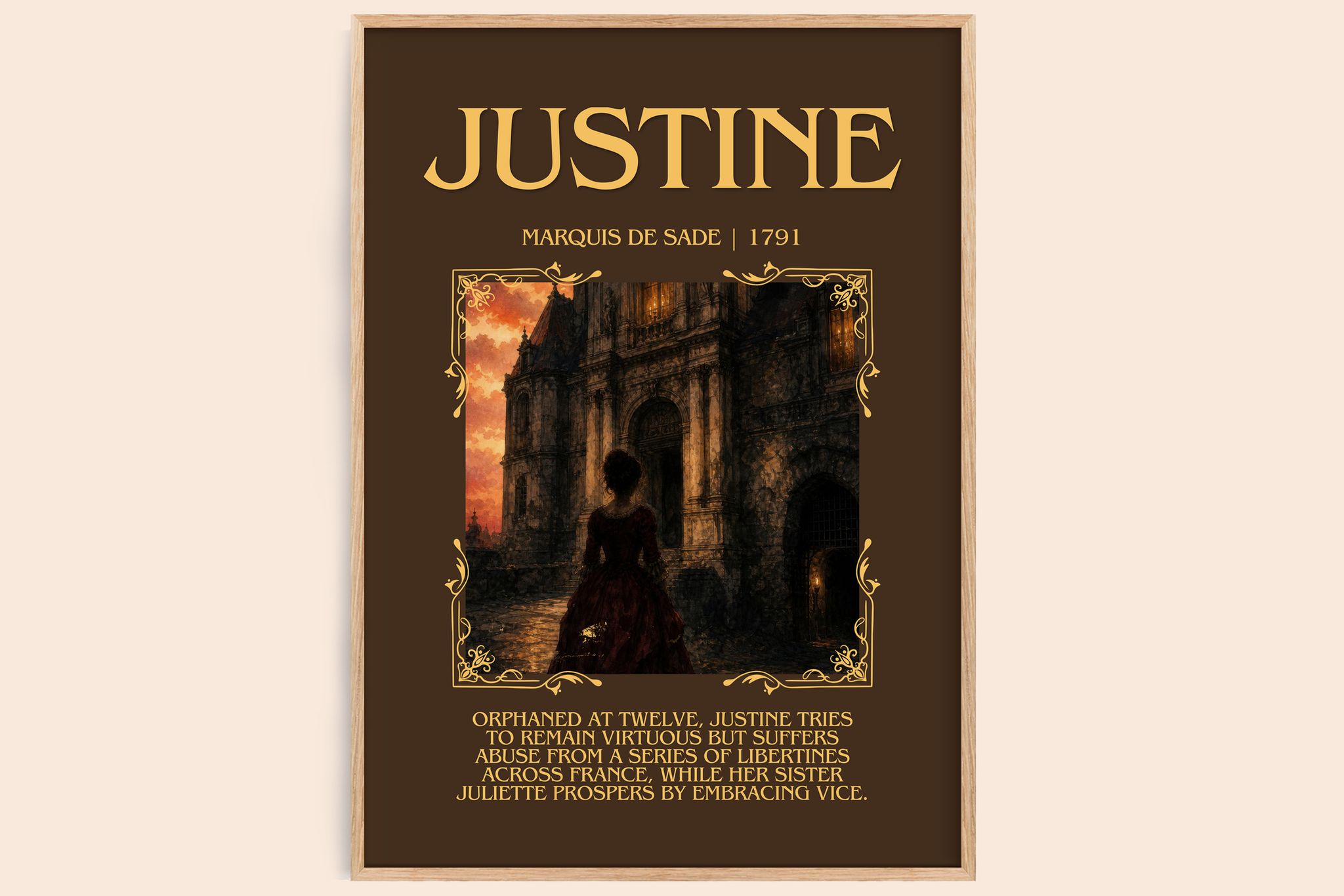 Justine Minimalist Book Poster by Marquis de Sade