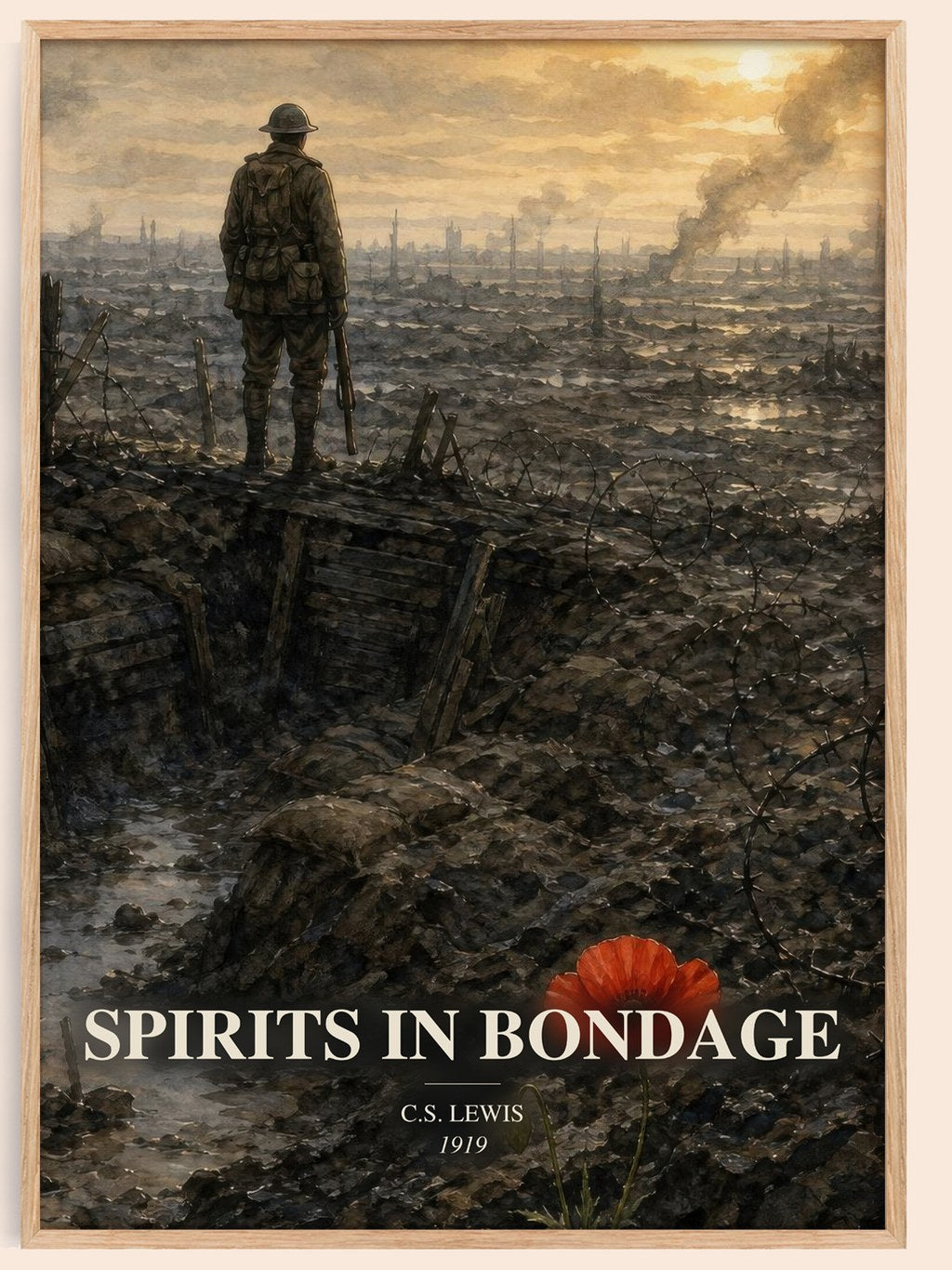Spirits In Bondage watercolour book poster by C.S. Lewis – framed literary art print