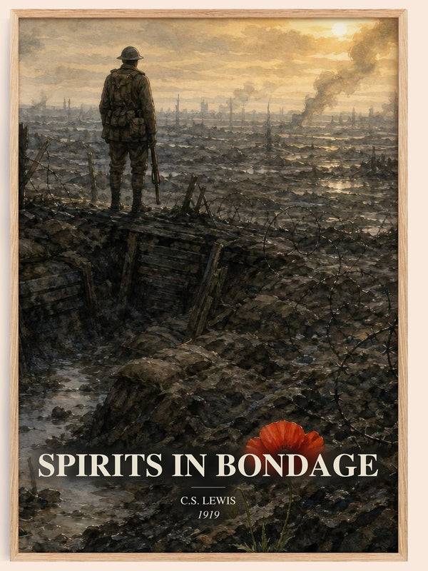 Spirits In Bondage watercolour book poster by C.S. Lewis – framed literary art print