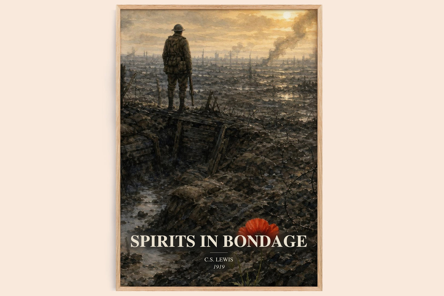 Spirits In Bondage watercolour book poster by C.S. Lewis – framed literary art print