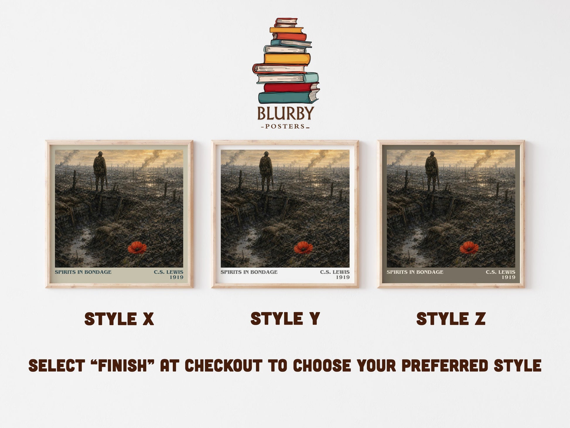 Spirits In Bondage literary print in frame leaning in hallway – poetry wall art