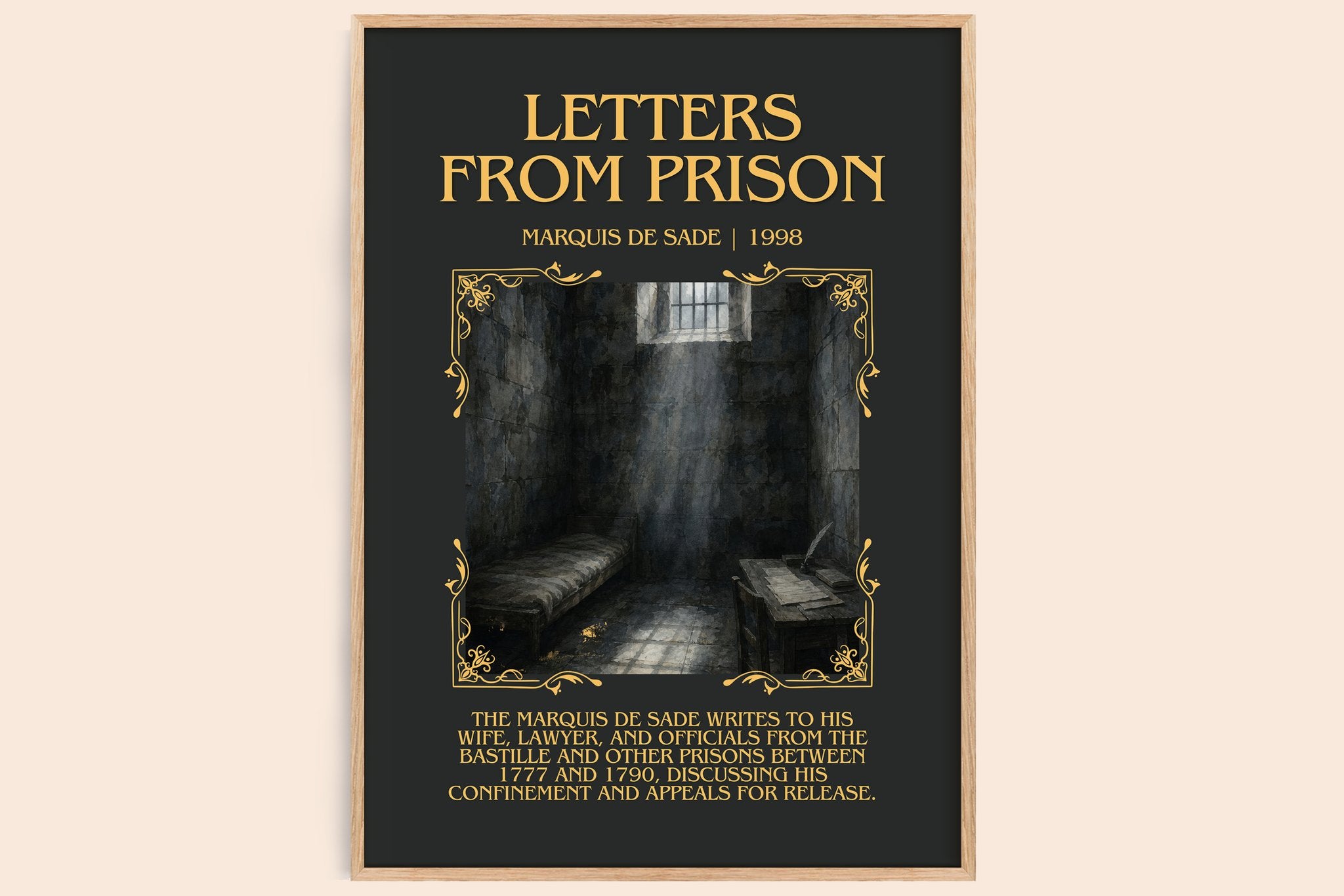 Letters from prison Minimalist Book Poster by Marquis de Sade