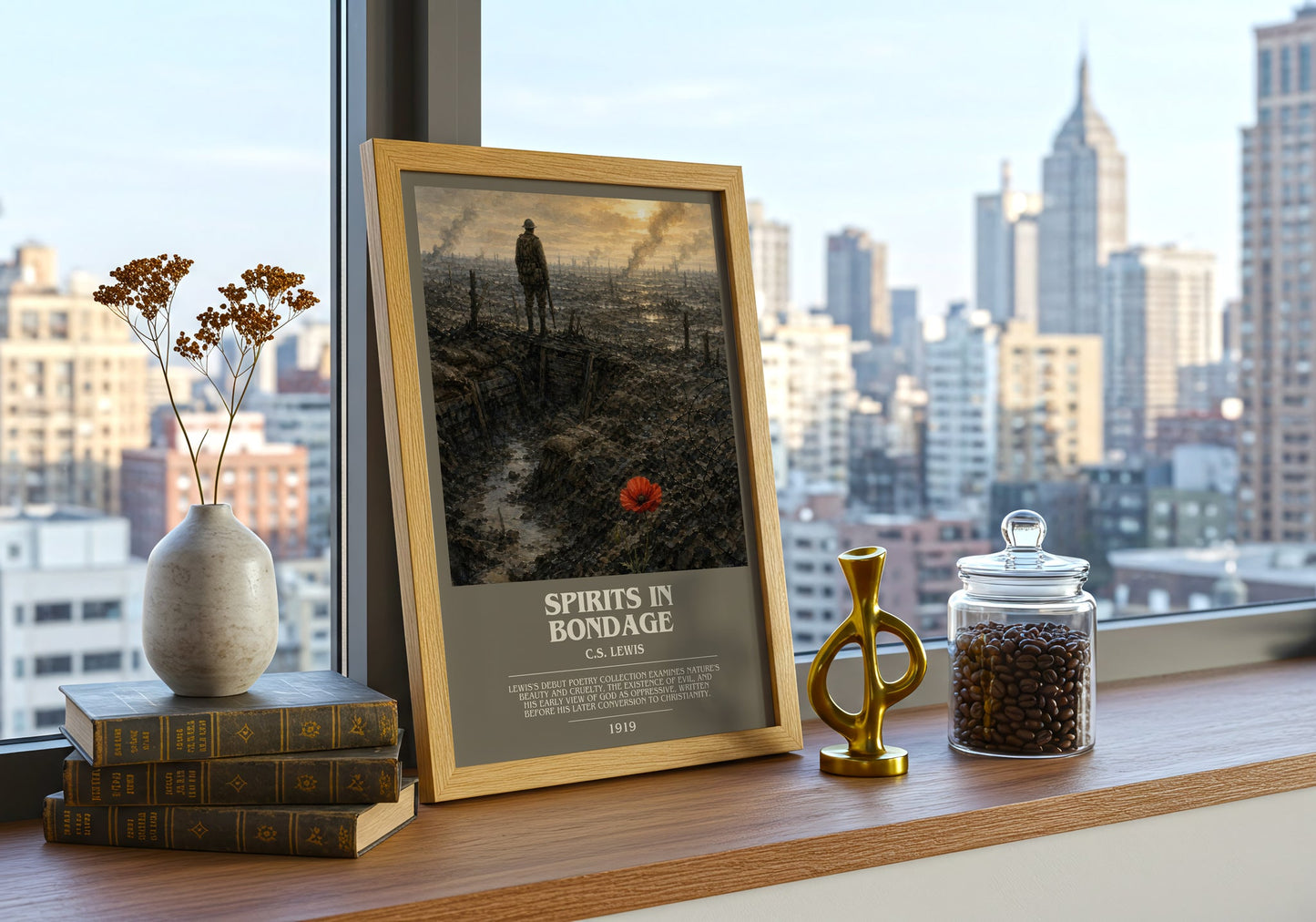 Spirits In Bondage bookish print framed by window – literary home decor