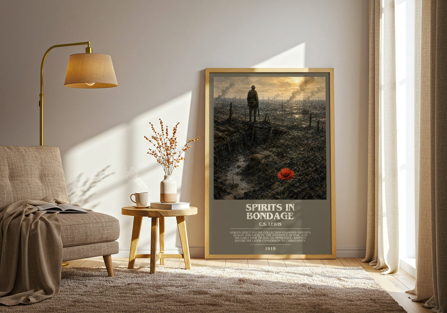 Spirits In Bondage bookish print on bookshelf – C.S. Lewis fan gift