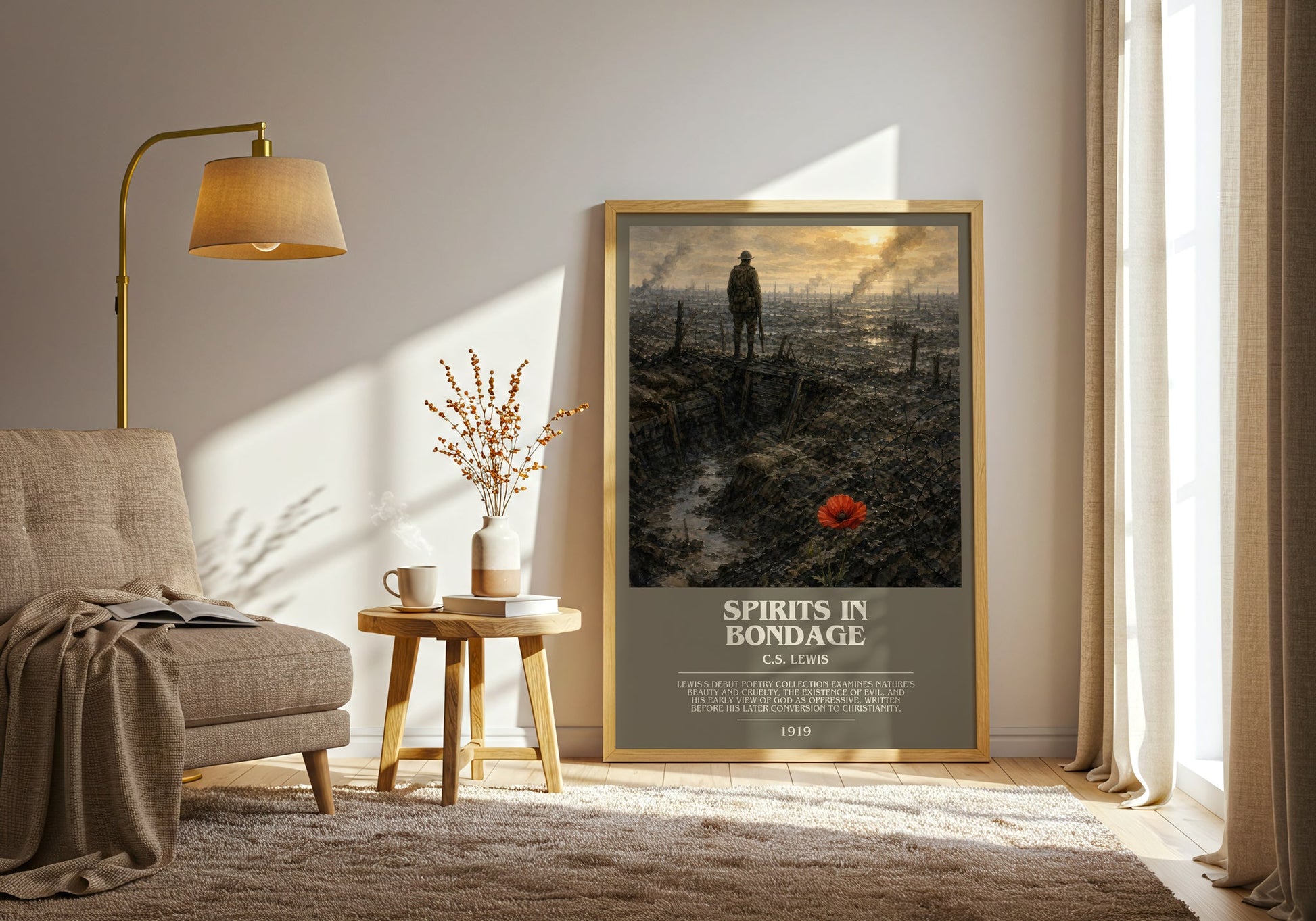 Spirits In Bondage bookish print on bookshelf – C.S. Lewis fan gift