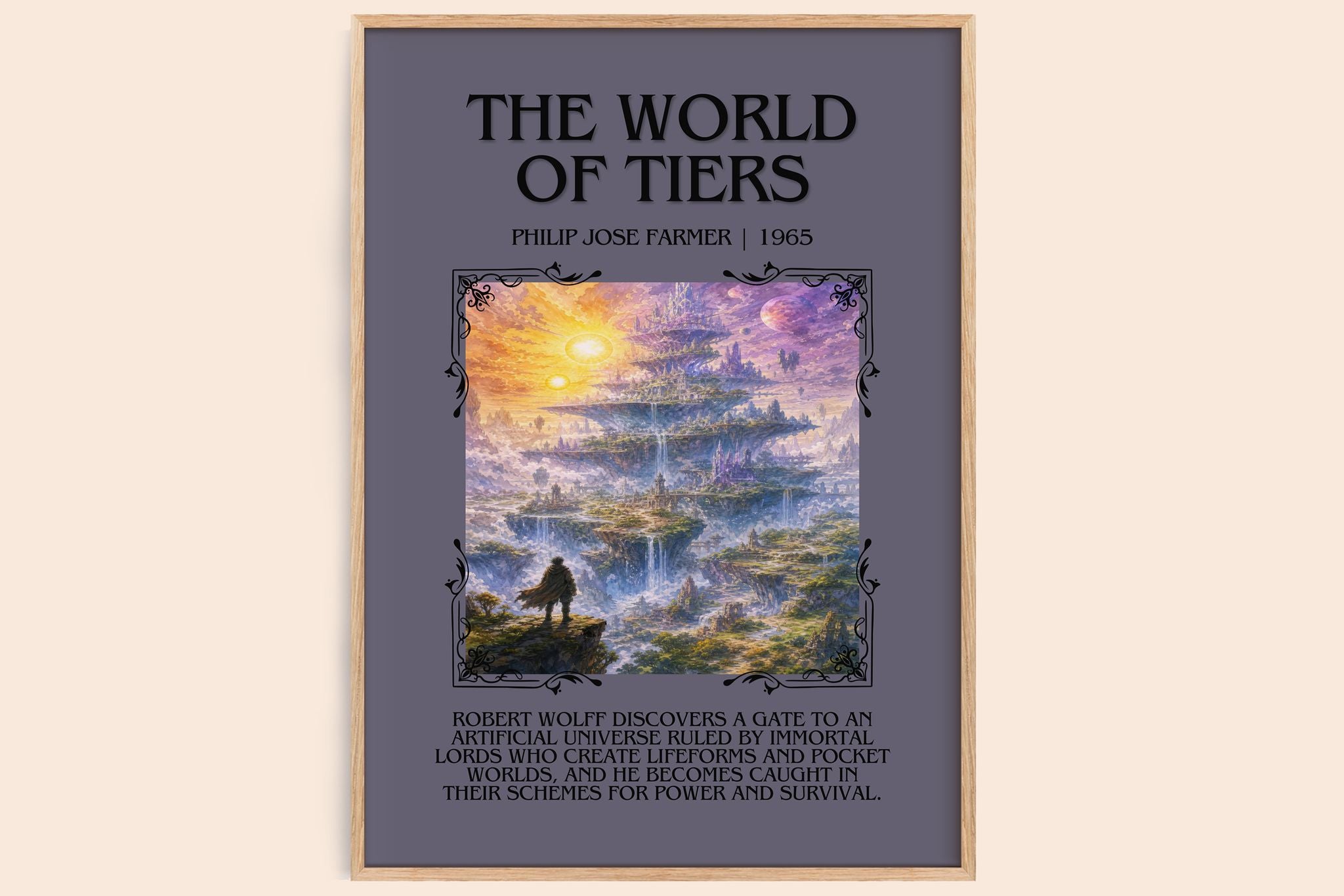 The World of Tiers Minimalist Book Poster by Philip José Farmer