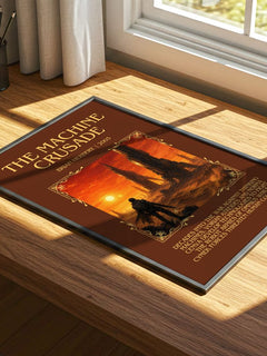 The Machine Crusade Minimalist Book Poster by Brian Herbert – print on a sunlit desk