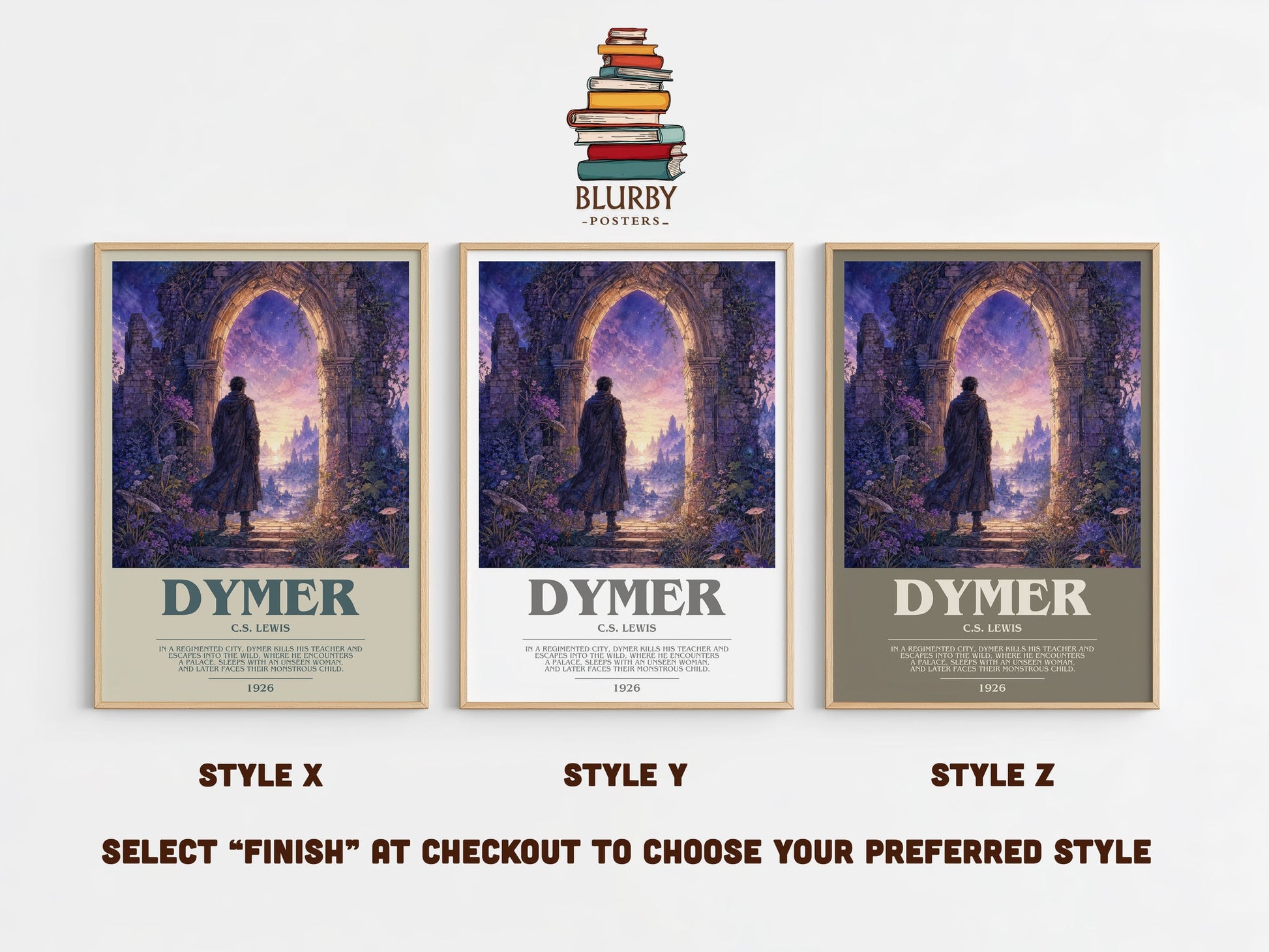 Dymer bookish print in frame leaning in hallway – poetry wall art