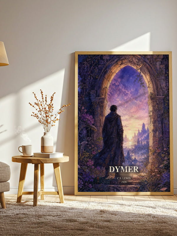 Dymer watercolour print in frame leaning in hallway – poetry wall art