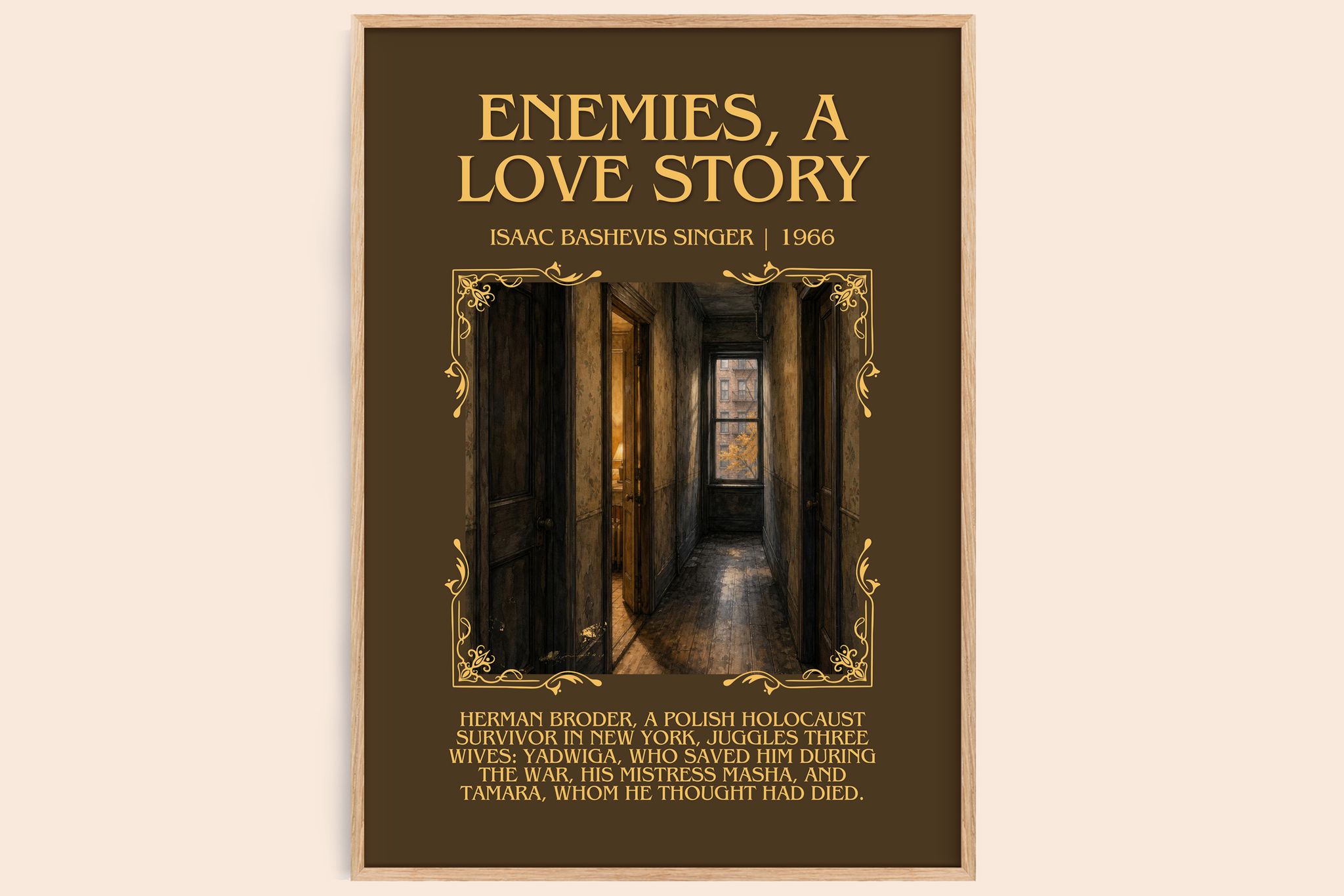 Enemies, a love story Minimalist Book Poster by Isaac Bashevis Singer