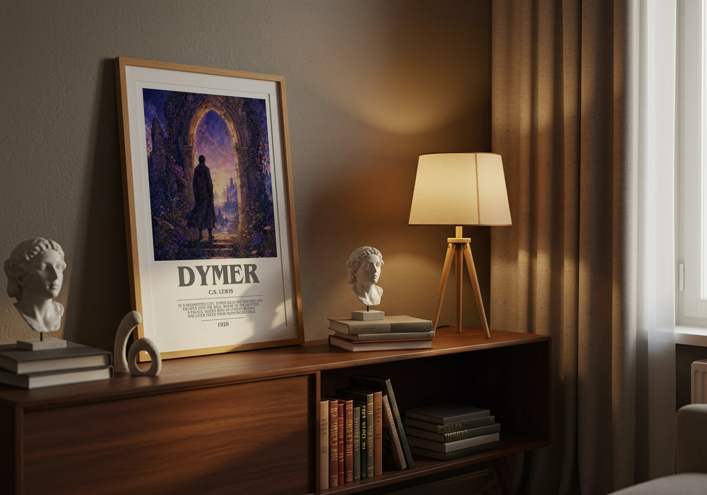 Dymer bookish book poster framed on wall – poetry wall art