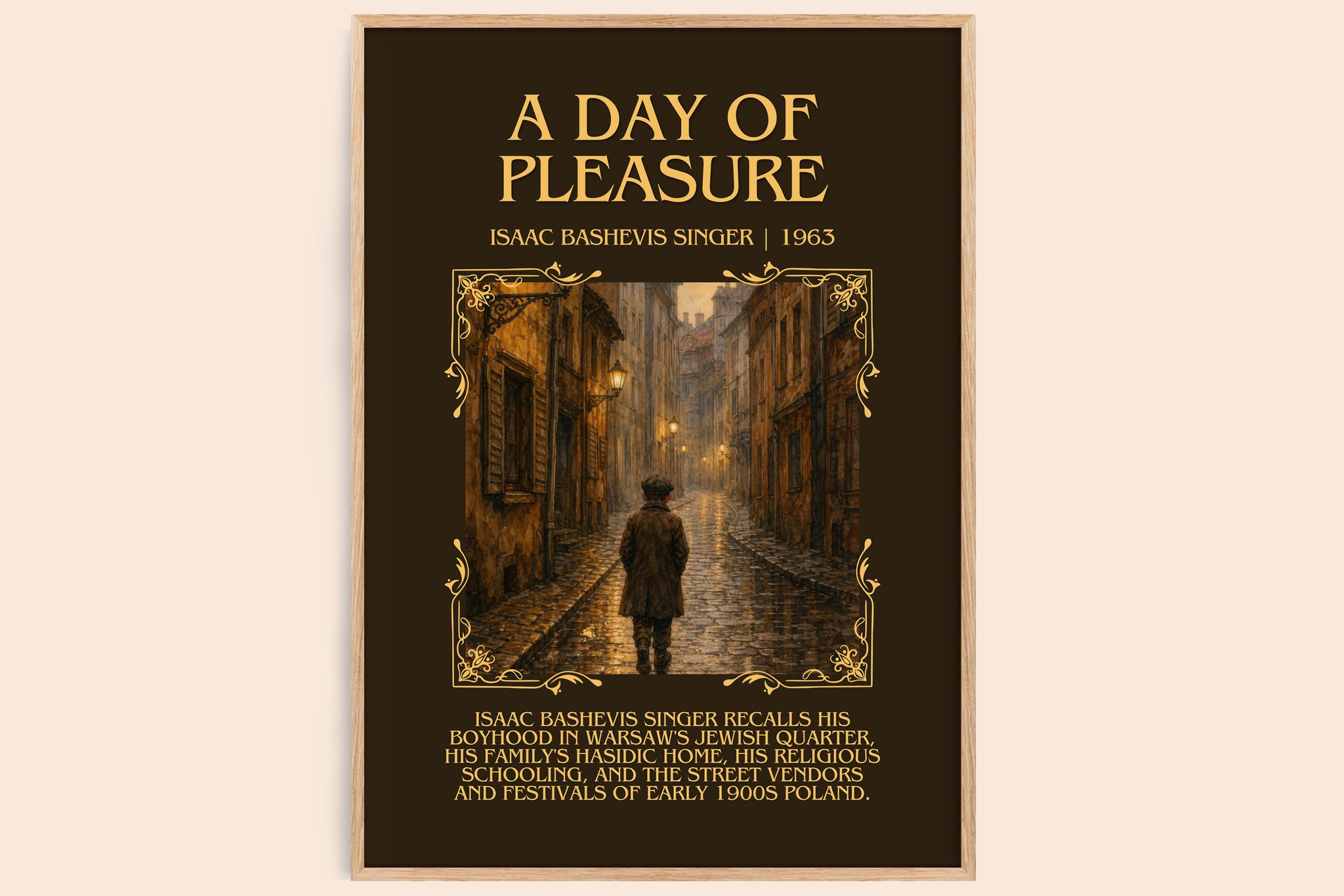 A day of pleasure Minimalist Book Poster by Isaac Bashevis Singer