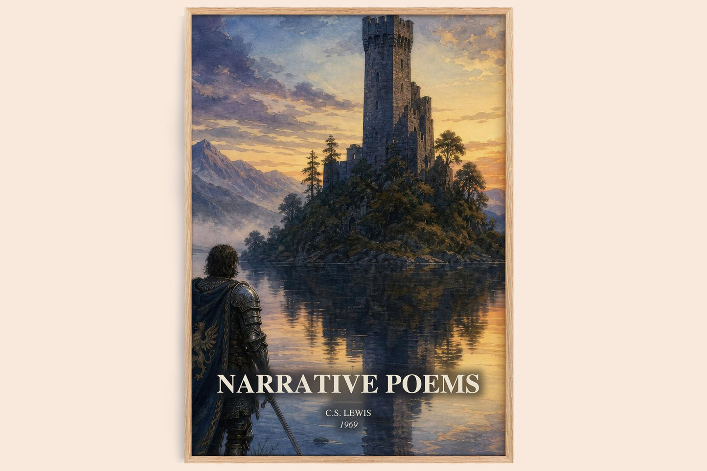 Narrative Poems watercolour book poster by C.S. Lewis – framed literary art print