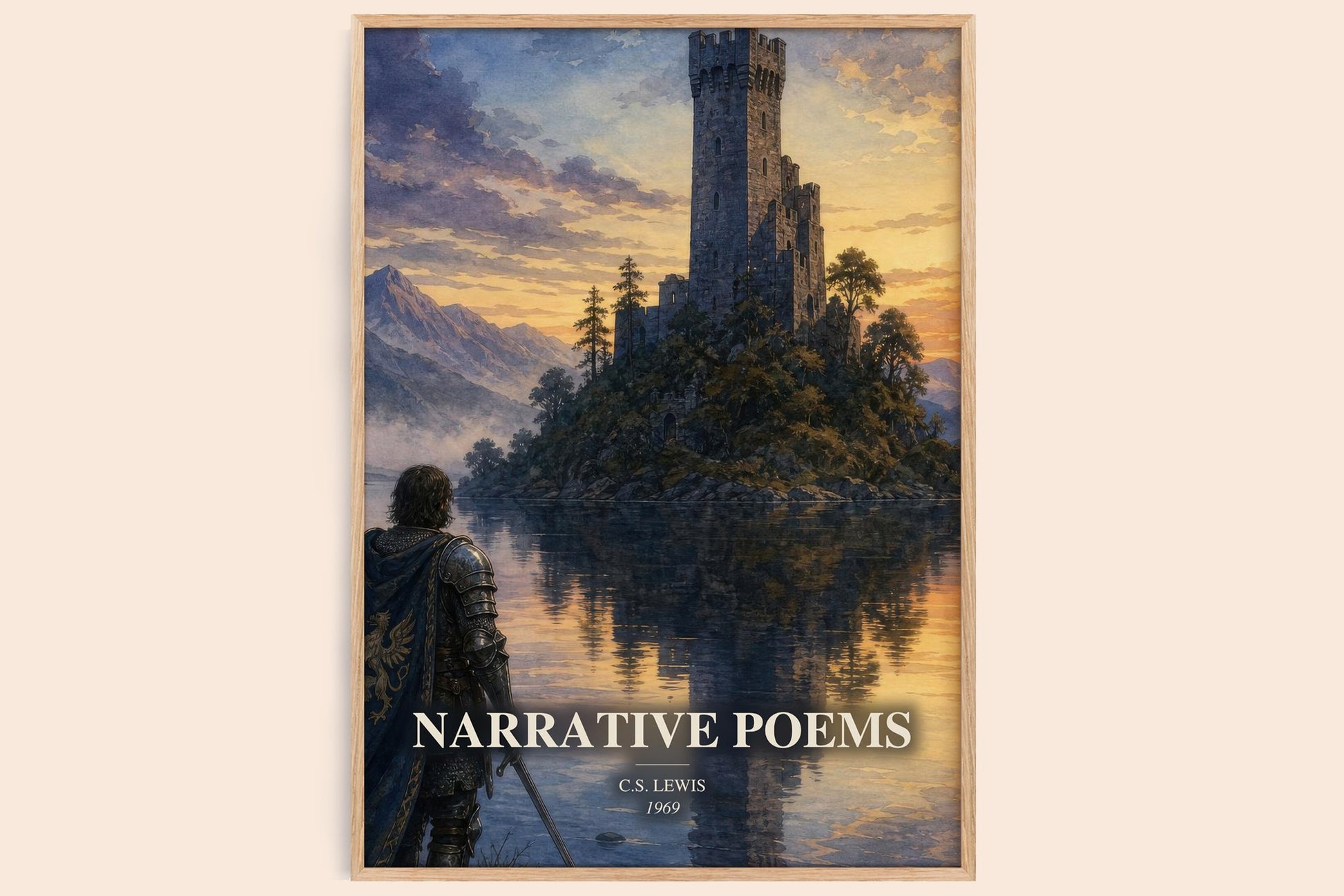 Narrative Poems watercolour book poster by C.S. Lewis – framed literary art print