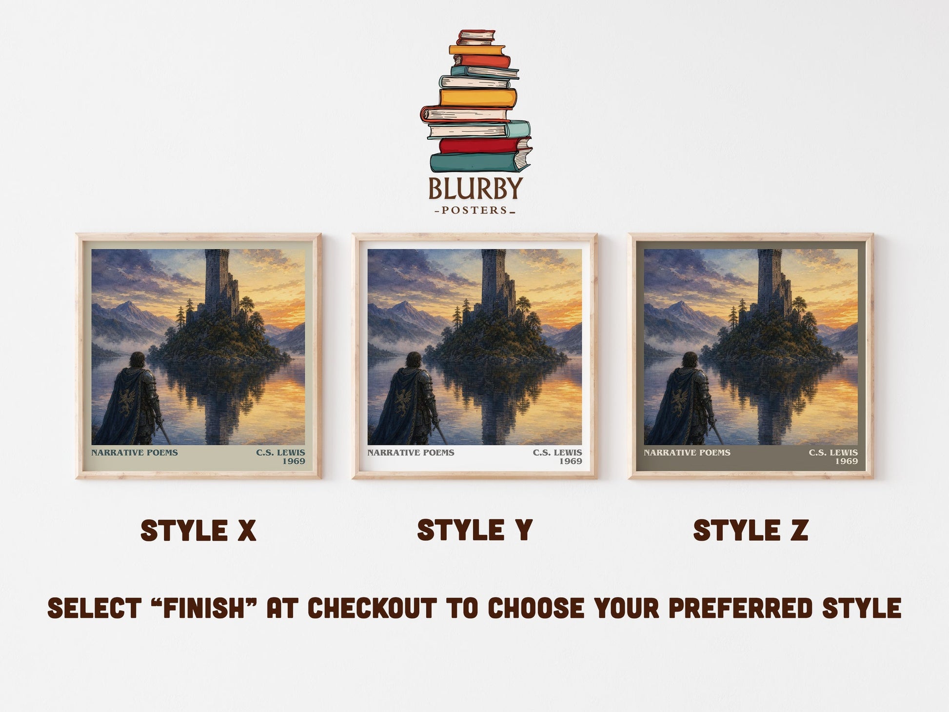Narrative Poems literary print in frame leaning in hallway – poetry wall art