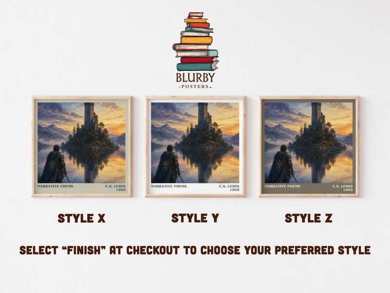 Narrative Poems literary print in frame leaning in hallway – poetry wall art