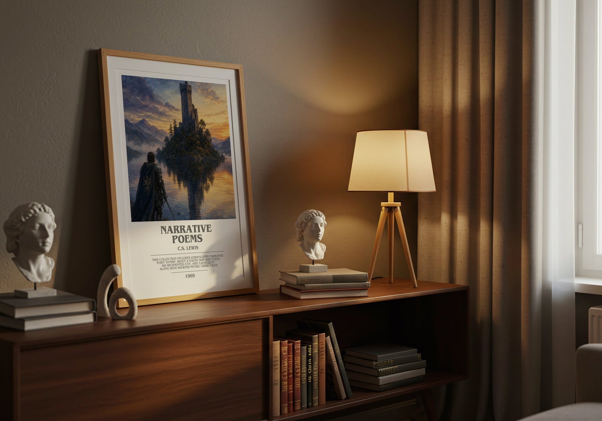 Narrative Poems bookish book poster framed on wall – poetry wall art