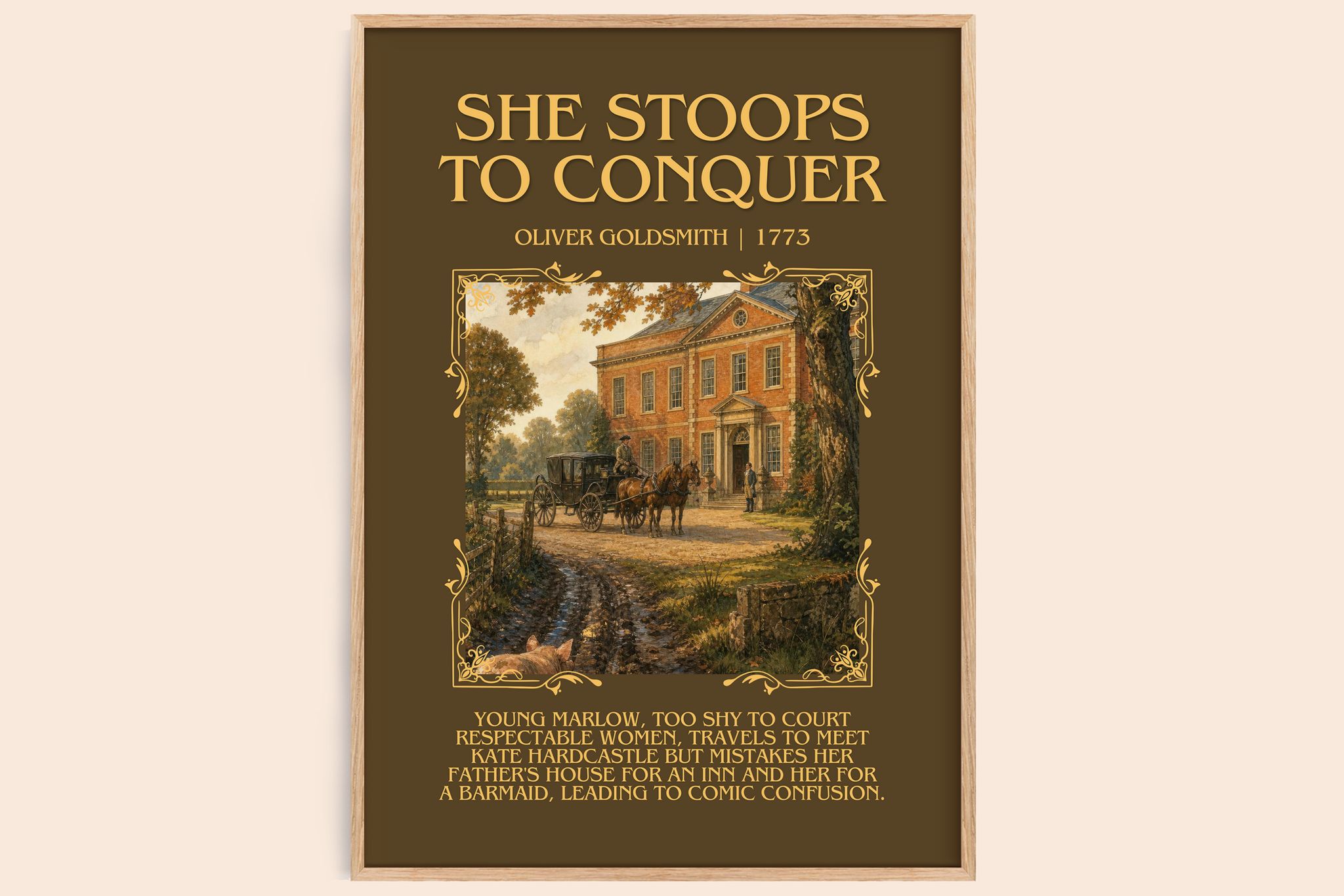 She Stoops To Conquer Minimalist Book Poster by Oliver Goldsmith