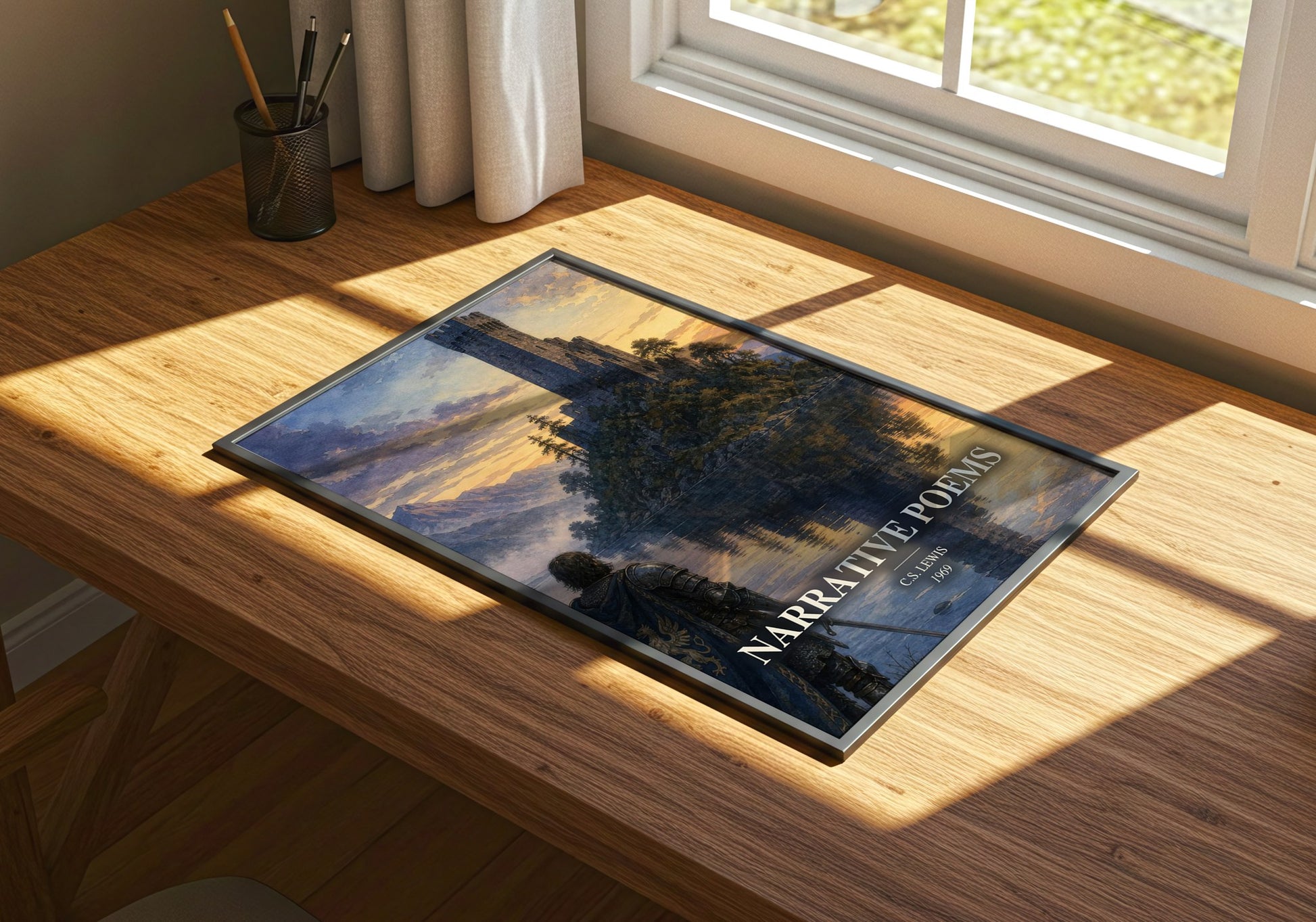 Narrative Poems watercolour book poster framed on wall – poetry wall art