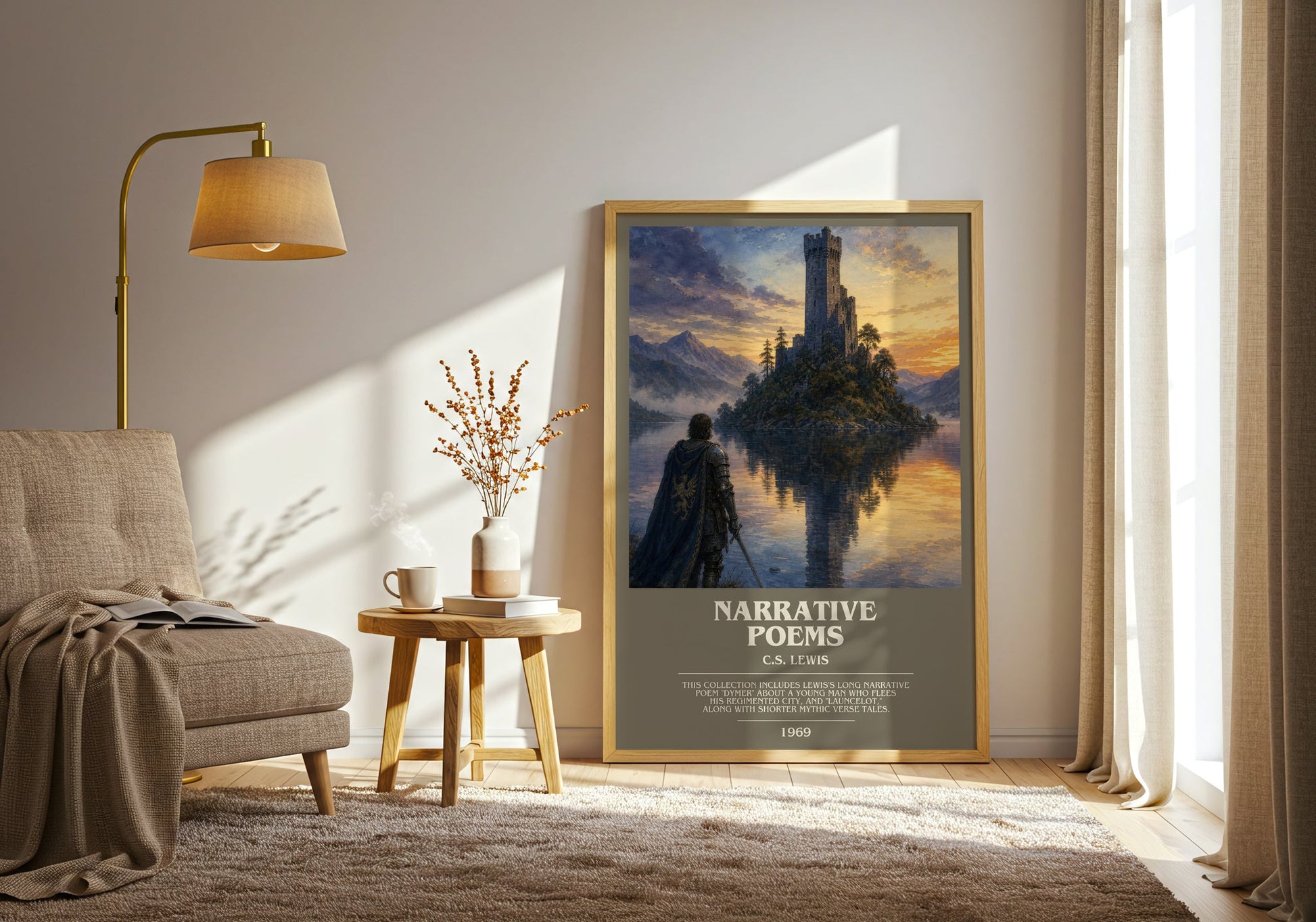 Narrative Poems bookish print on bookshelf – C.S. Lewis fan gift