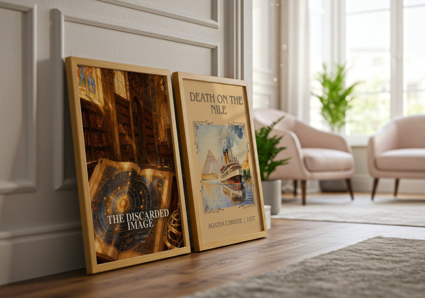 The Discarded Image watercolour print framed by window – literary home decor