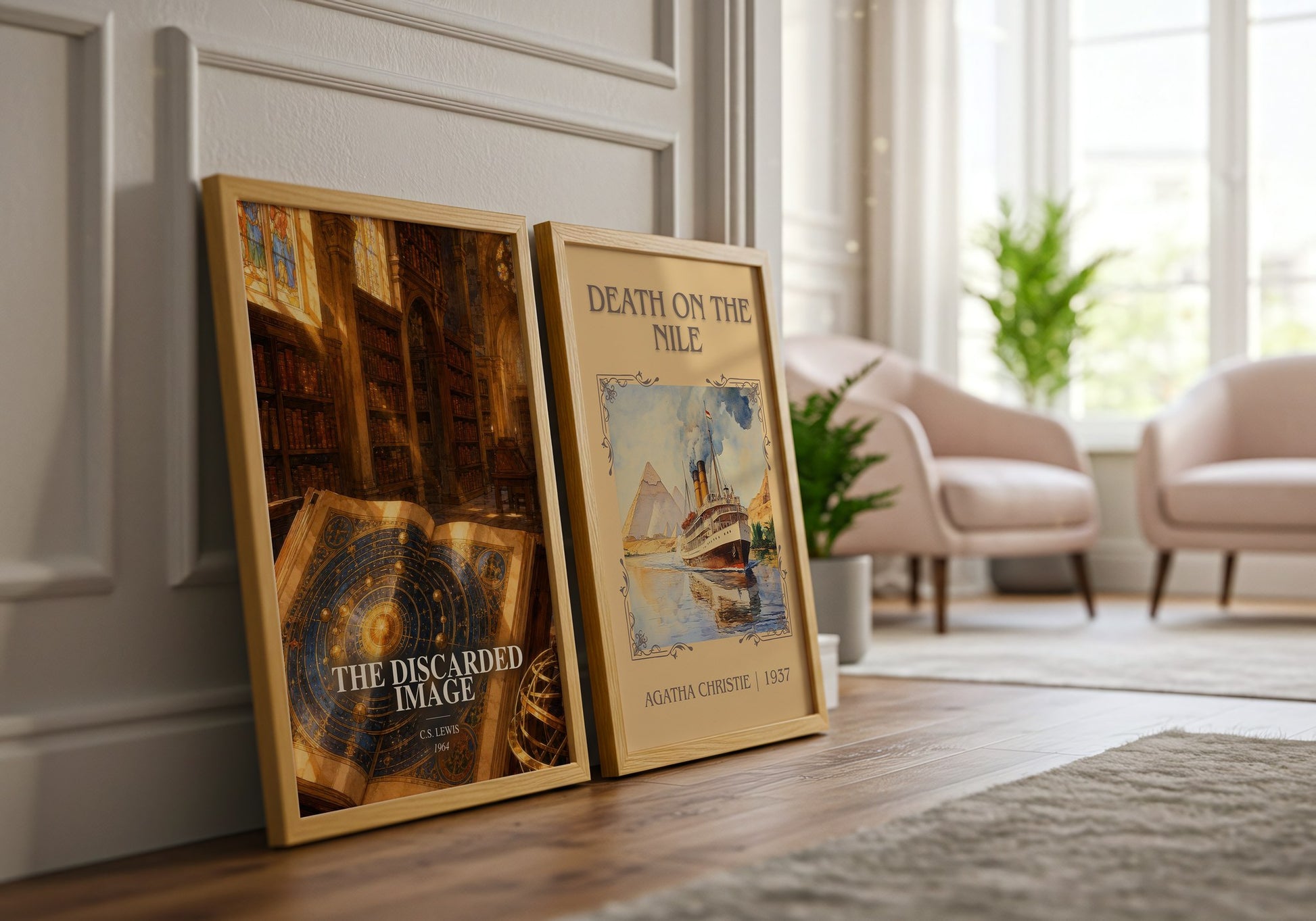 The Discarded Image watercolour print framed by window – literary home decor