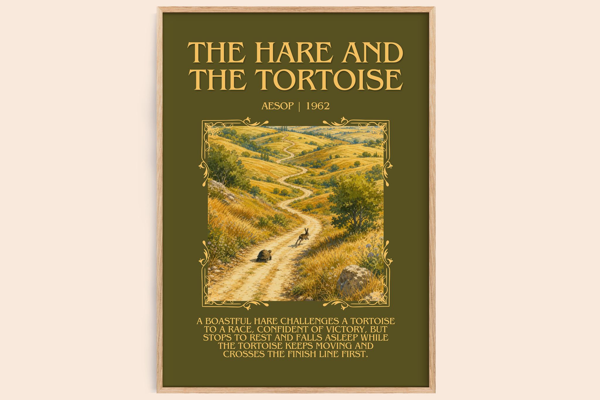 The hare and the tortoise Minimalist Book Poster by Aesop
