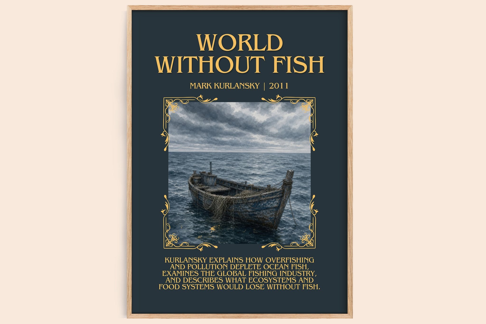 World Without Fish Minimalist Book Poster by Mark Kurlansky