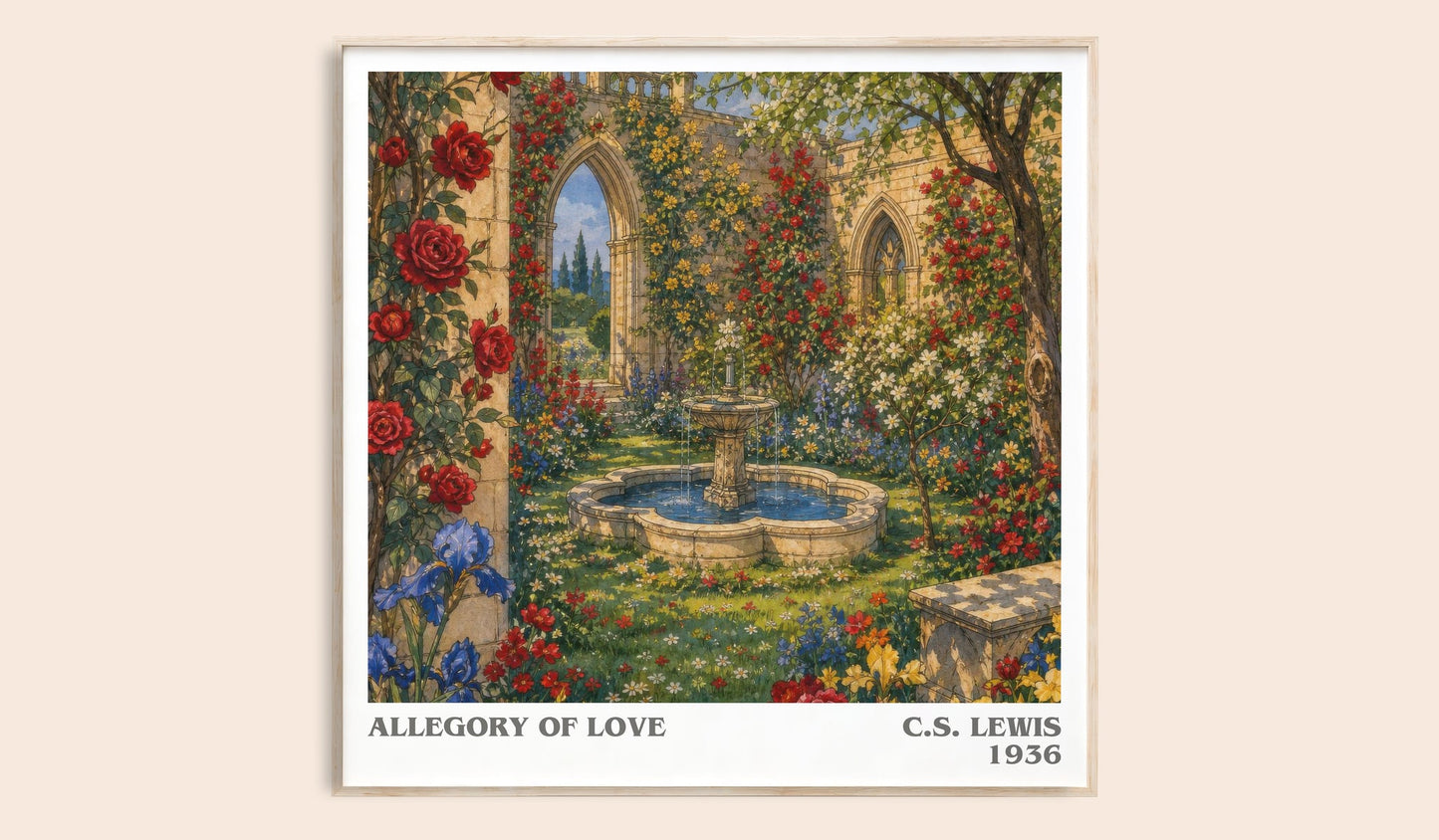 Allegory Of Love literary book poster by C.S. Lewis – framed literary art print