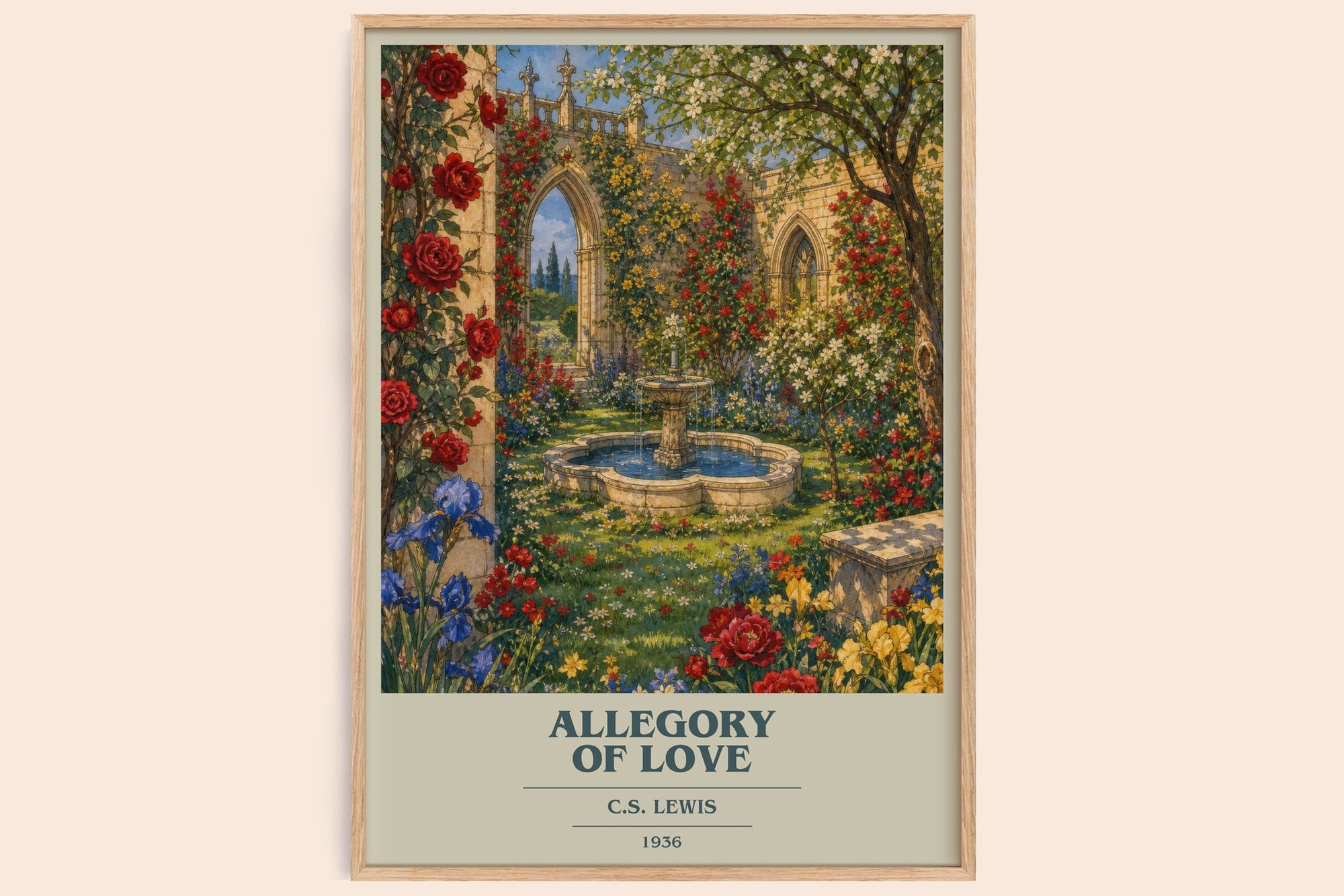 Allegory Of Love book cover book poster by C.S. Lewis – framed literary art print