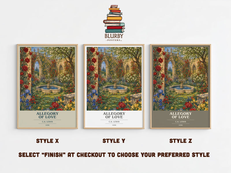 Allegory Of Love book cover print in frame leaning in hallway – non fiction wall art