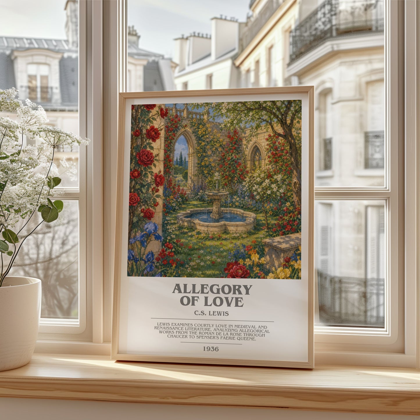 Allegory Of Love bookish poster colour and style options – C.S. Lewis book art