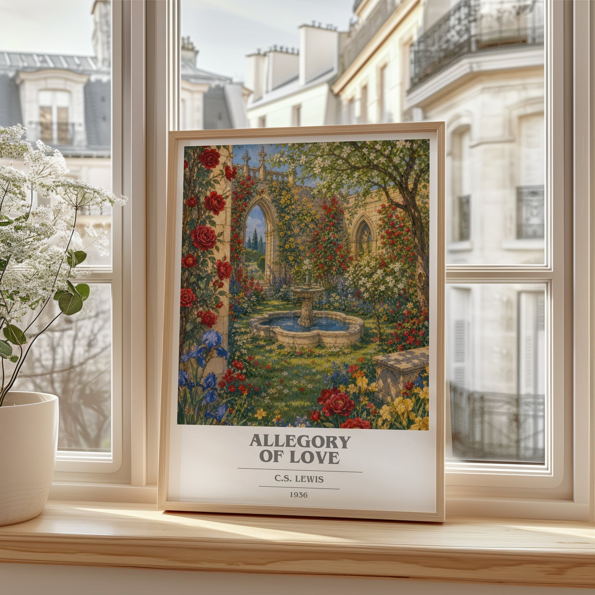 Allegory Of Love book cover poster colour and style options – C.S. Lewis book art