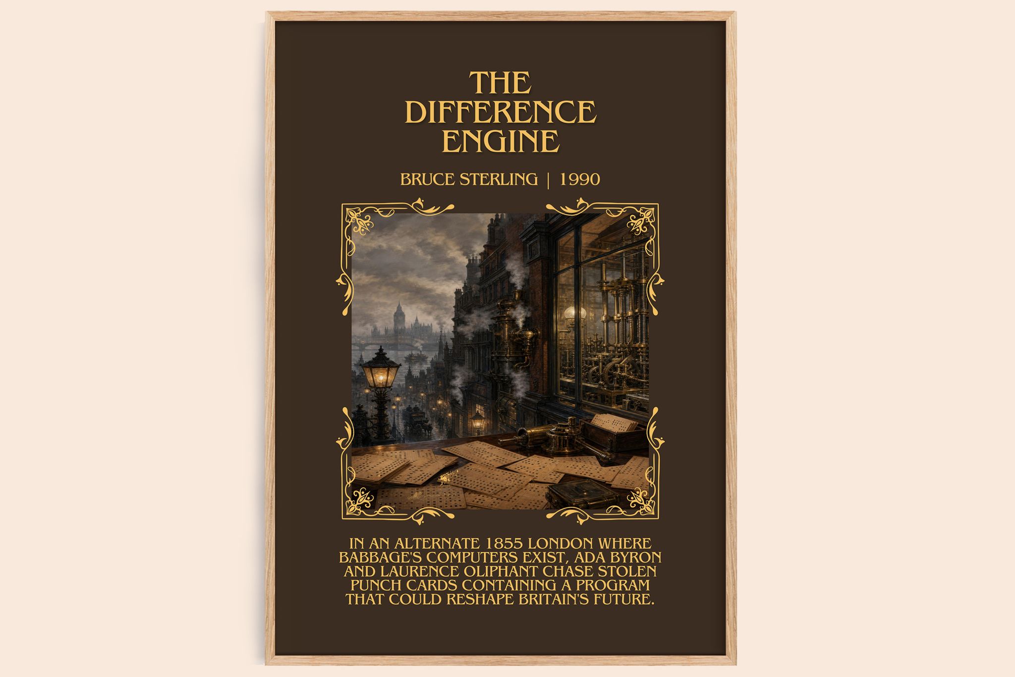 The Difference Engine Minimalist Book Poster by Bruce Sterling