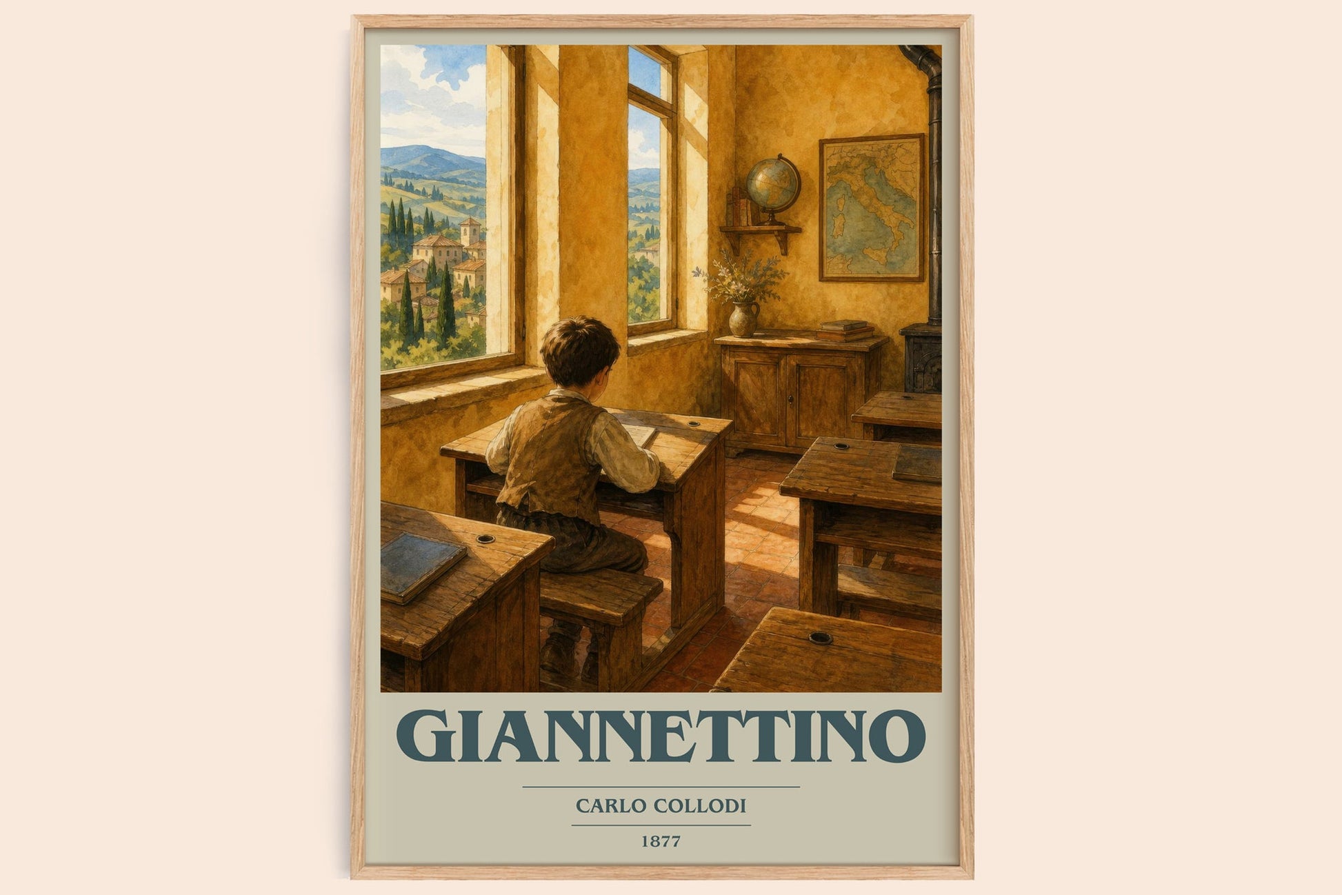Giannettino book cover book poster by Carlo Collodi – framed literary art print