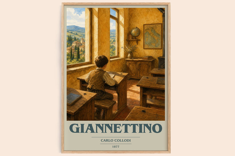 Giannettino book cover book poster by Carlo Collodi – framed literary art print