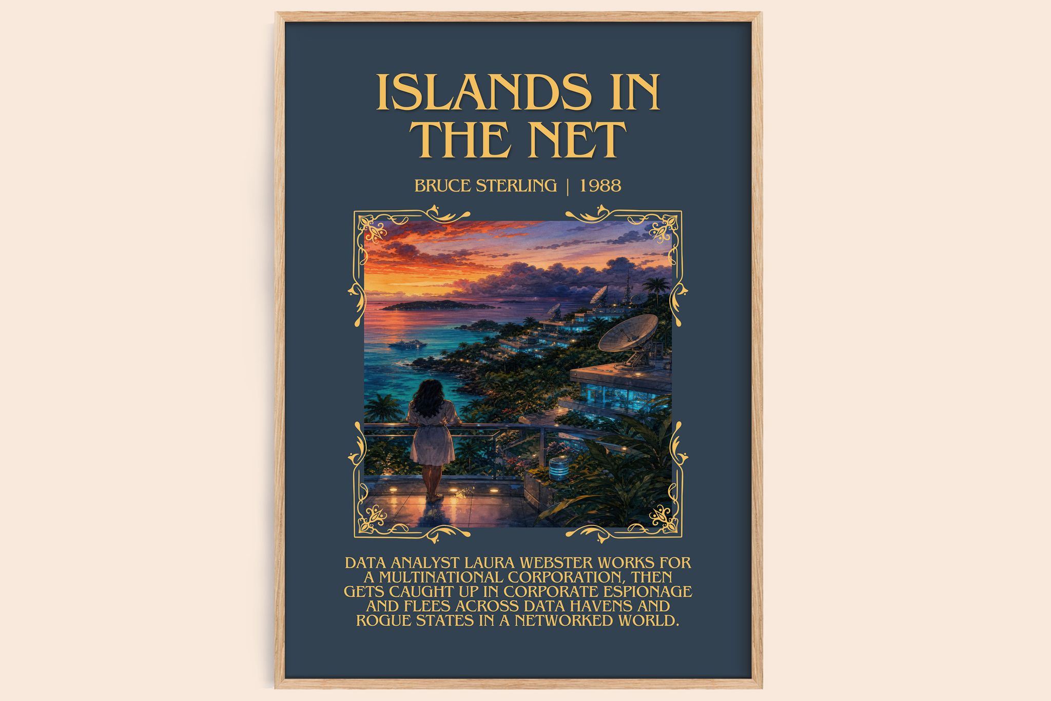 Islands in the Net Minimalist Book Poster by Bruce Sterling