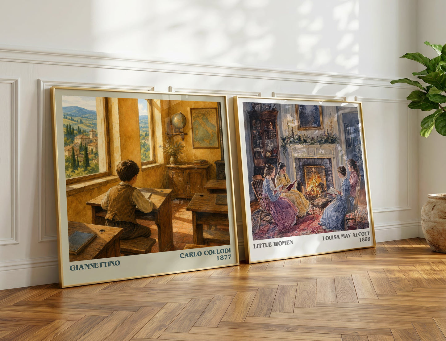 Giannettino literary print on bookshelf – Carlo Collodi fan gift